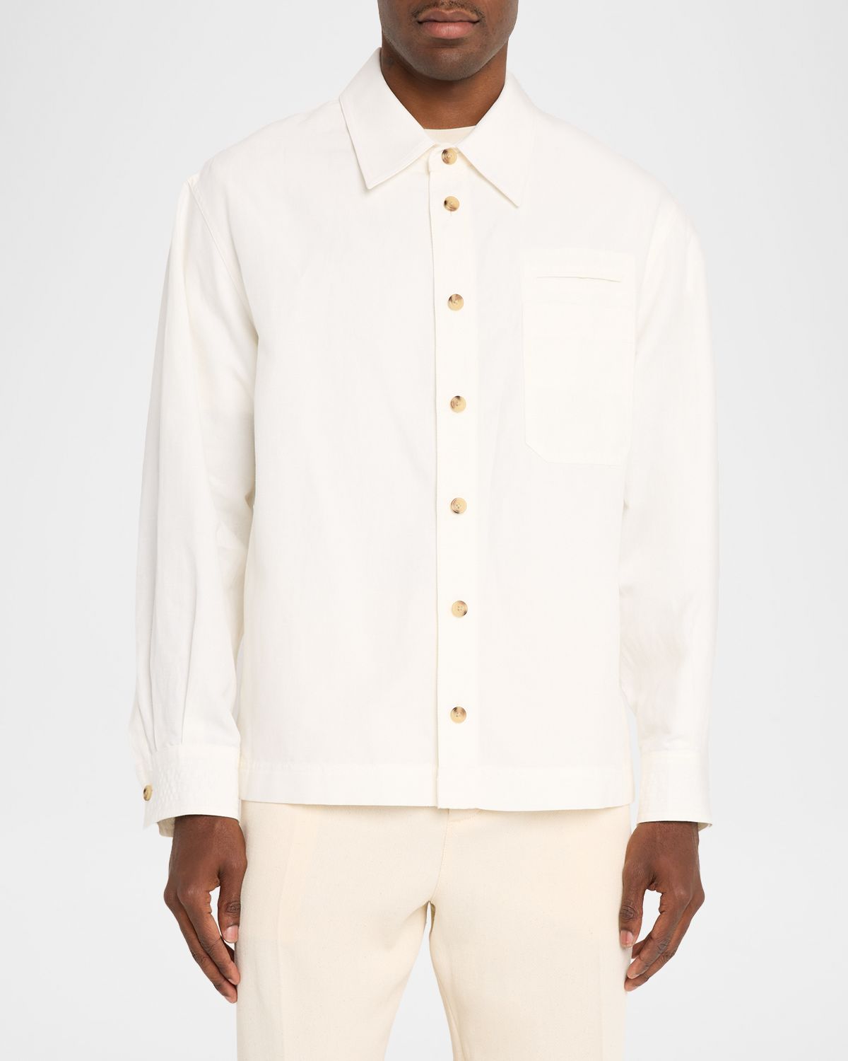 Helmut Lang Men 's Sailor Slub Cotton and Linen Overshirt | Thumbnail 4