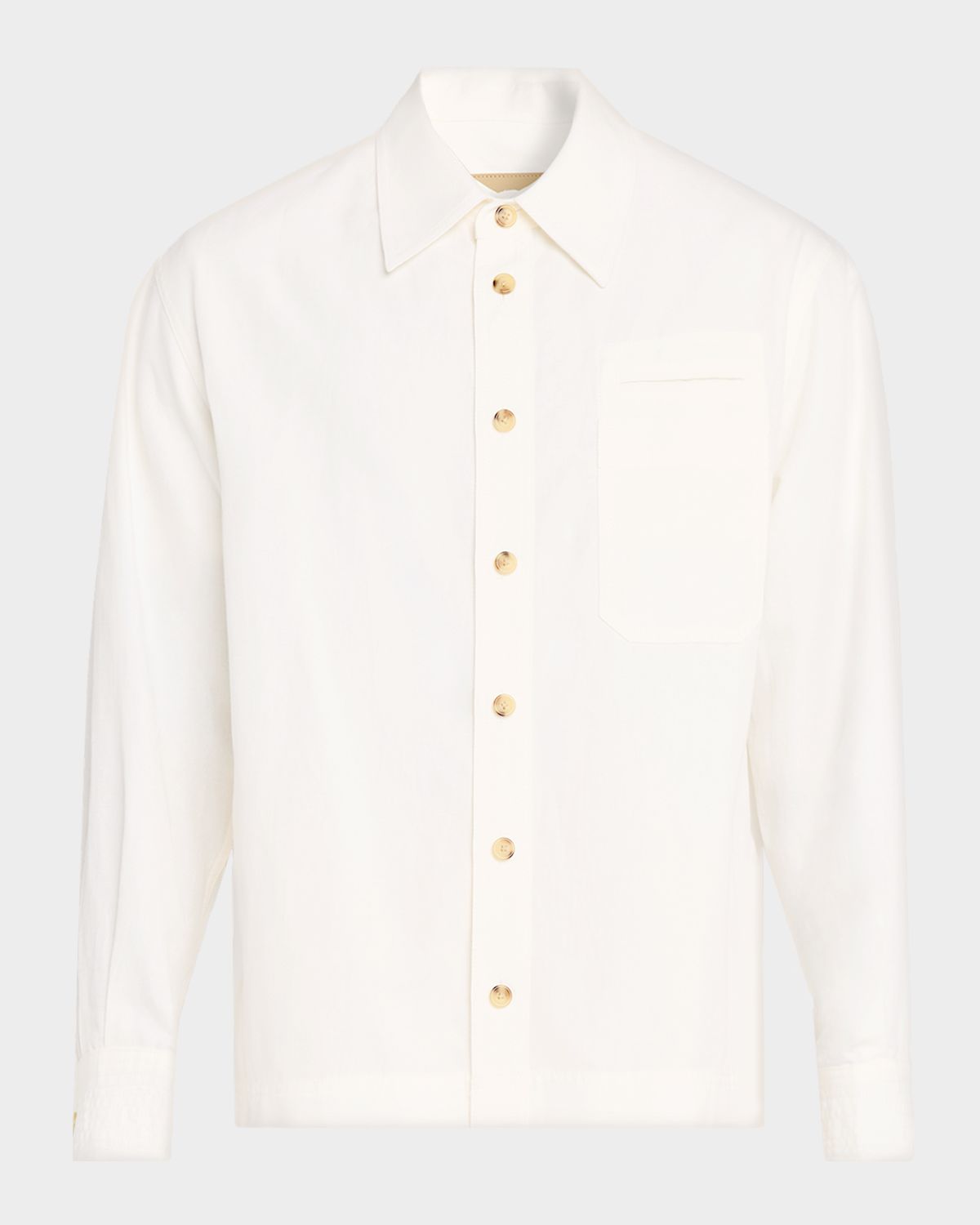 Helmut Lang Men 's Sailor Slub Cotton and Linen Overshirt