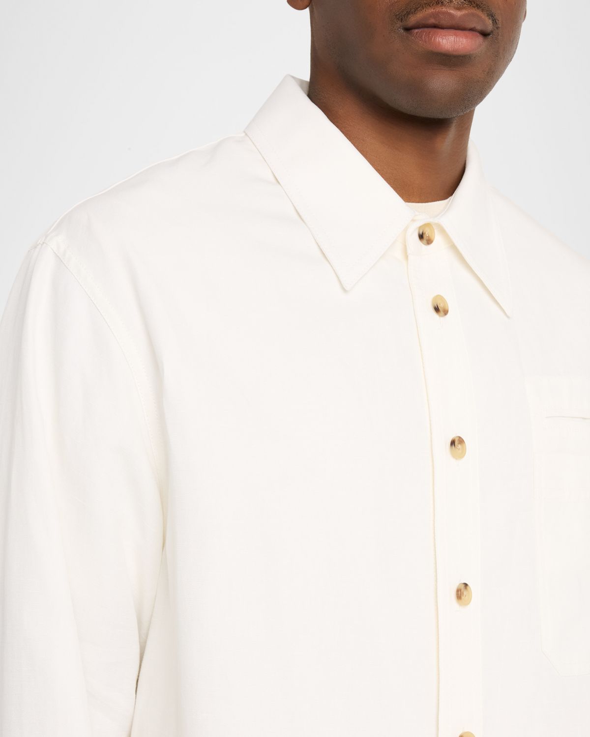 Helmut Lang Men 's Sailor Slub Cotton and Linen Overshirt | Thumbnail 5
