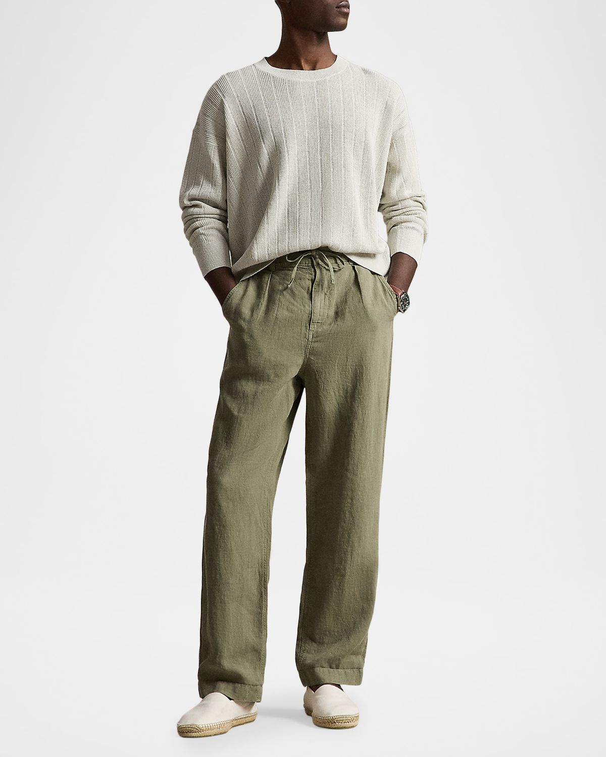 Polo Ralph Lauren en 's Relaxed Fit Textured Linen Crewneck Sweater | Thumbnail 2 Polo Ralph Lauren en 's Relaxed Fit Textured Linen Crewneck Sweater | Thumbnail 2