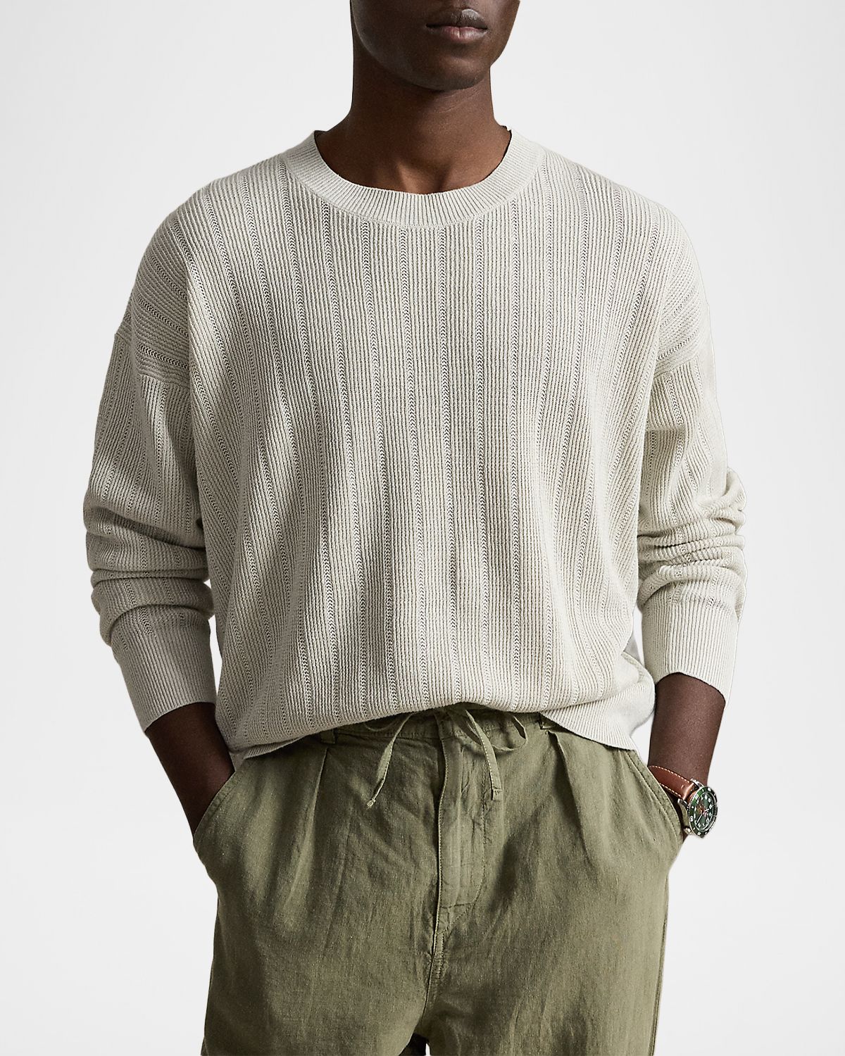 Polo Ralph Lauren en 's Relaxed Fit Textured Linen Crewneck Sweater | Thumbnail 4 Polo Ralph Lauren en 's Relaxed Fit Textured Linen Crewneck Sweater | Thumbnail 4