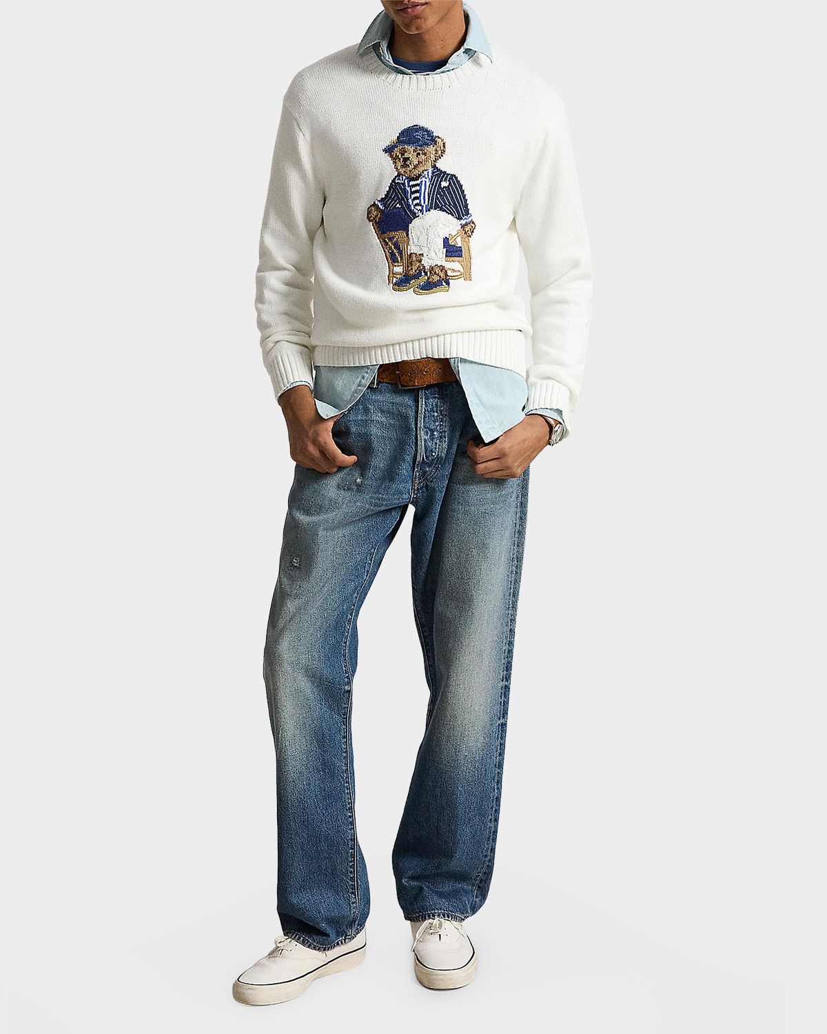 Polo Ralph Lauren Men 's Cotton Knit Polo Bear Crewneck Sweater