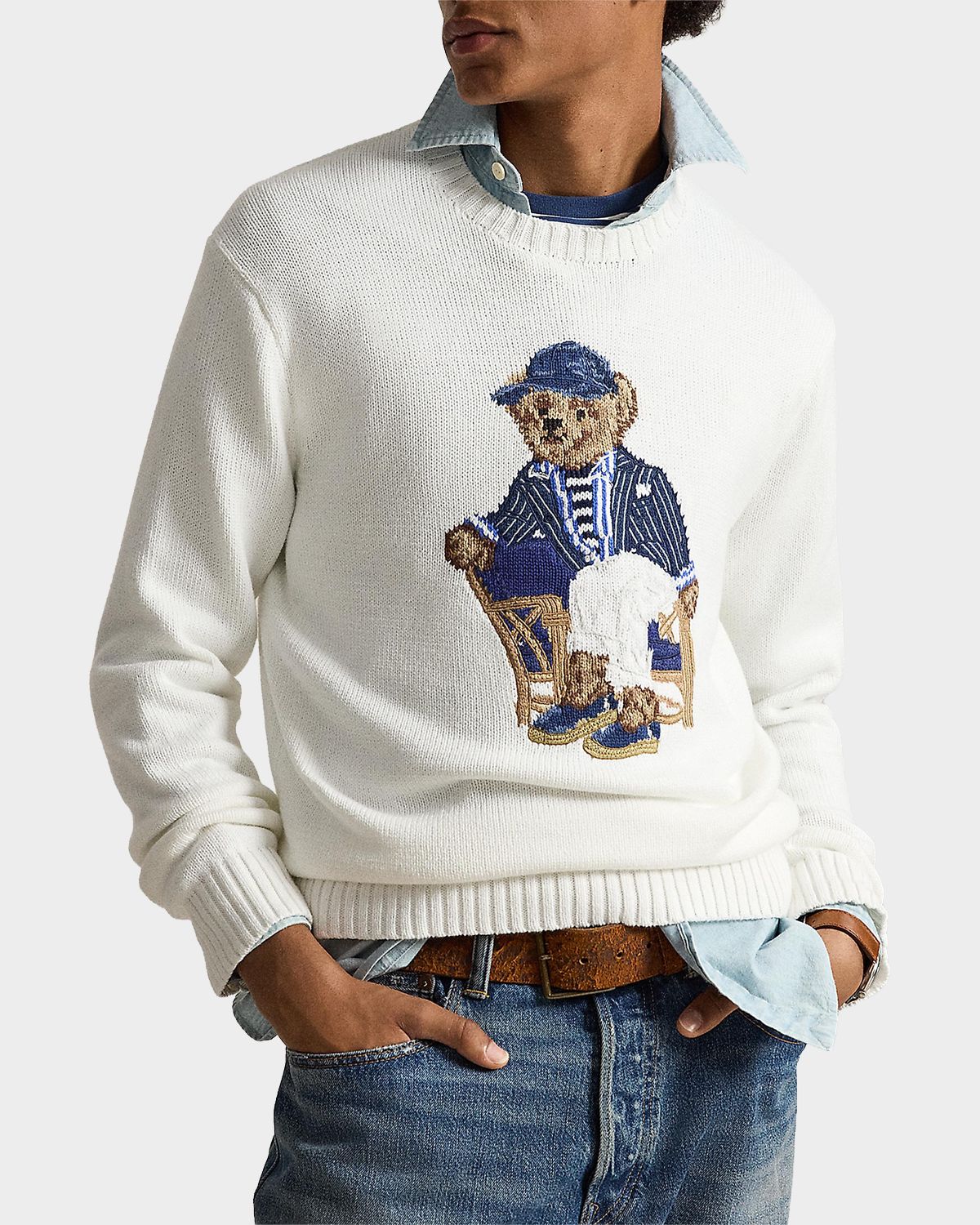 Polo Ralph Lauren Men 's Cotton Knit Polo Bear Crewneck Sweater | Thumbnail 4 Polo Ralph Lauren Men 's Cotton Knit Polo Bear Crewneck Sweater | Thumbnail 4