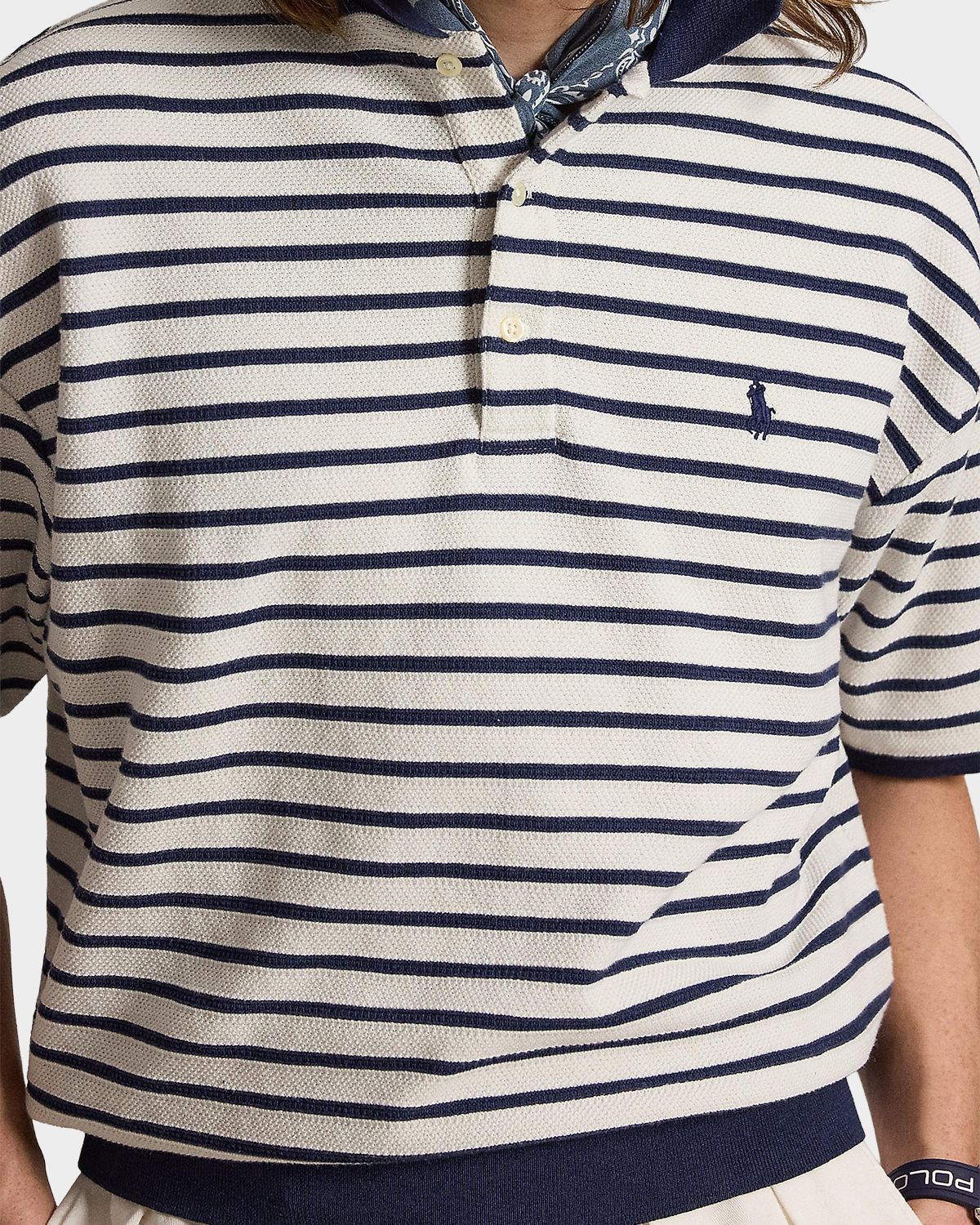 Polo Ralph Lauren Men 's Relaxed Fit Stripe Textured Polo Shirt | Thumbnail 5 Polo Ralph Lauren Men 's Relaxed Fit Stripe Textured Polo Shirt | Thumbnail 5