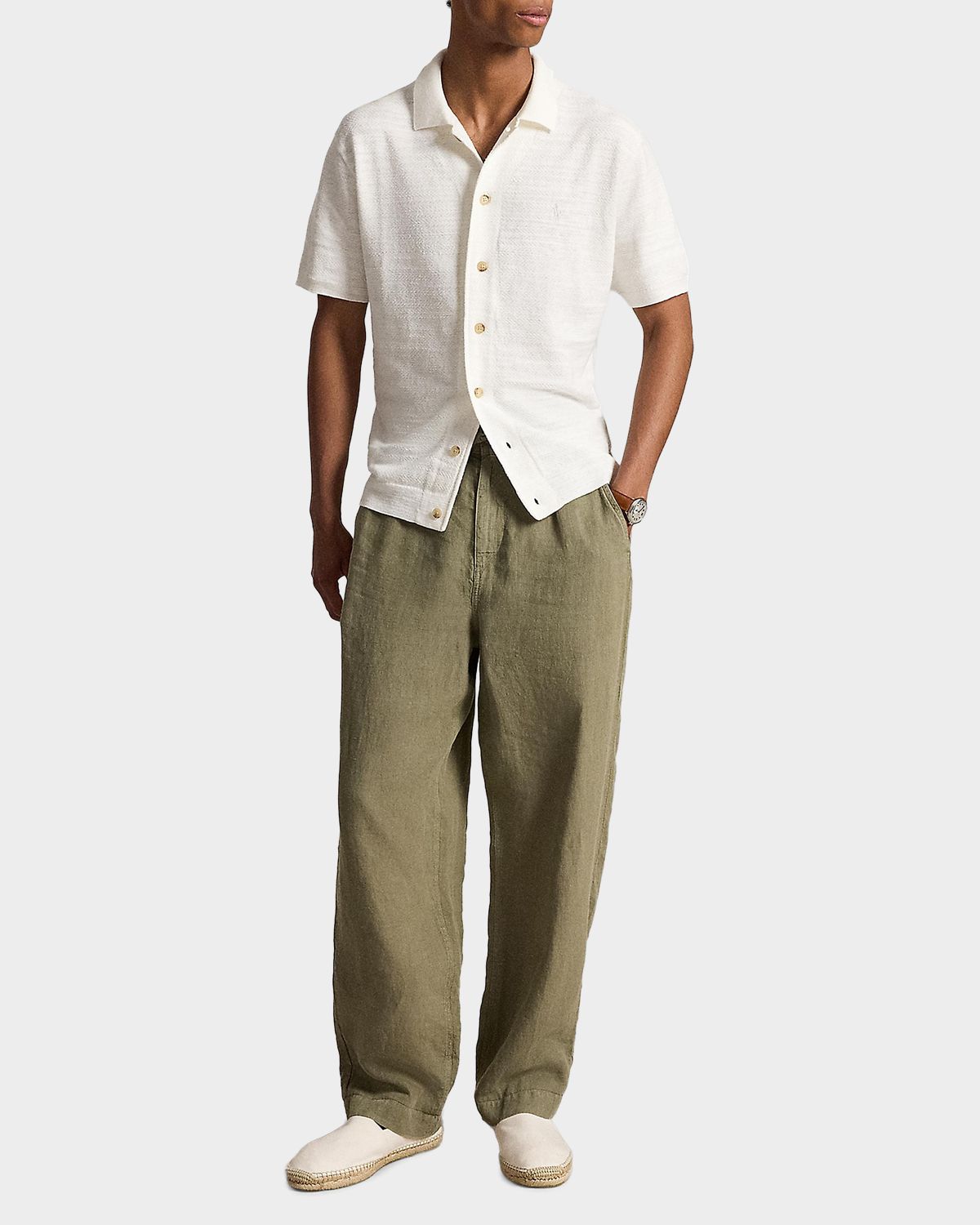 Polo Ralph Lauren Men 's Cotton-inen Short-Sleeve Cardigan | Thumbnail 2