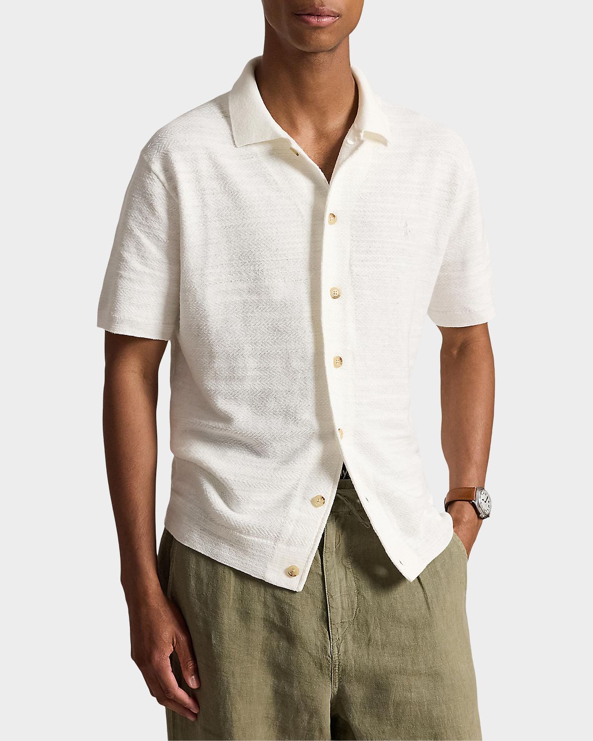 Polo Ralph Lauren Men 's Cotton-inen Short-Sleeve Cardigan | Thumbnail 4