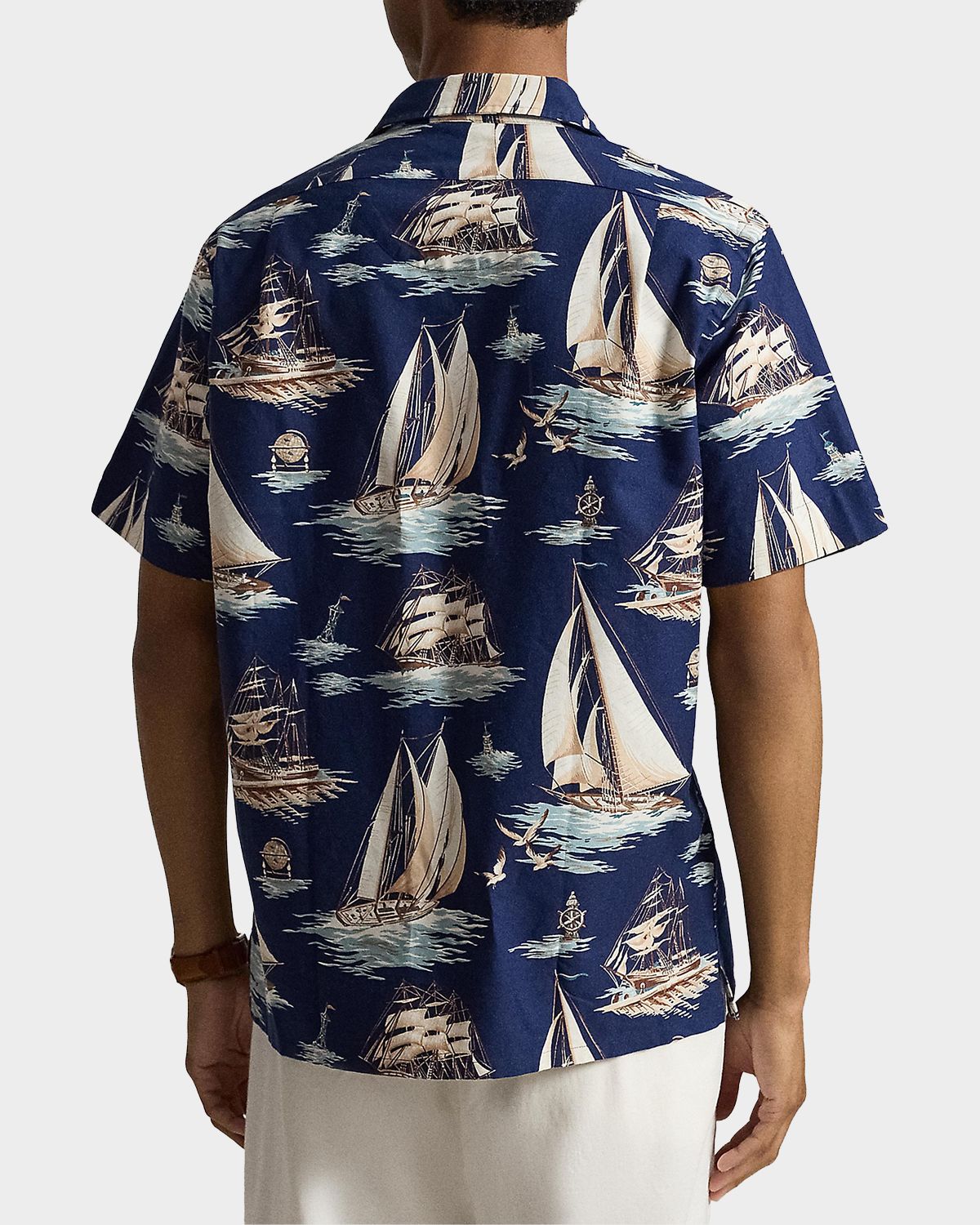 Polo Ralph Lauren Men 's Classic Fit Sailboat-Print Oxford Camp Shirt | Thumbnail 3 Polo Ralph Lauren Men 's Classic Fit Sailboat-Print Oxford Camp Shirt | Thumbnail 3