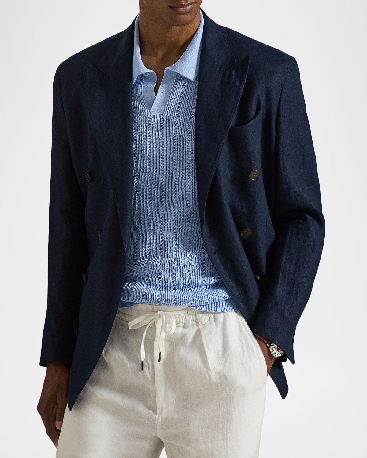 Polo Ralph Lauren Men 's Linen Johnny-Collar Short-Sleeve Sweater | Thumbnail 6 Polo Ralph Lauren Men 's Linen Johnny-Collar Short-Sleeve Sweater | Thumbnail 6