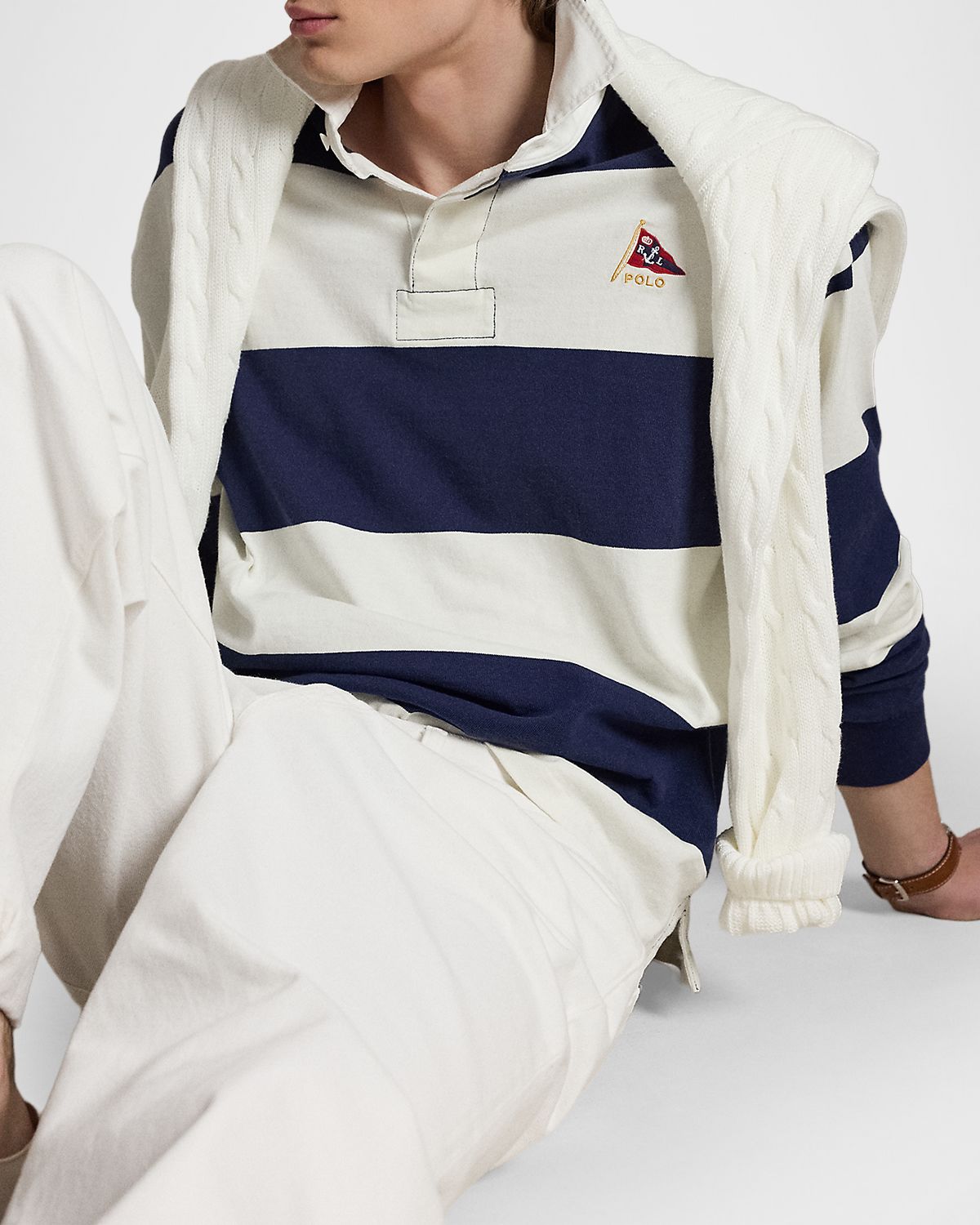 Polo Ralph Lauren Men 's Stripe Jersey Rugby Shirt | Thumbnail 9 Polo Ralph Lauren Men 's Stripe Jersey Rugby Shirt | Thumbnail 9