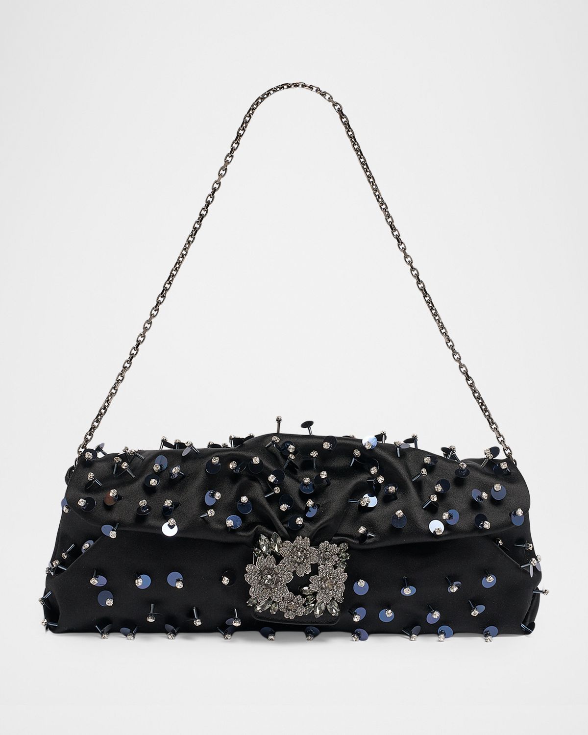 Roger Vivier Efflorescence Embellished Satin Clutch Bag
