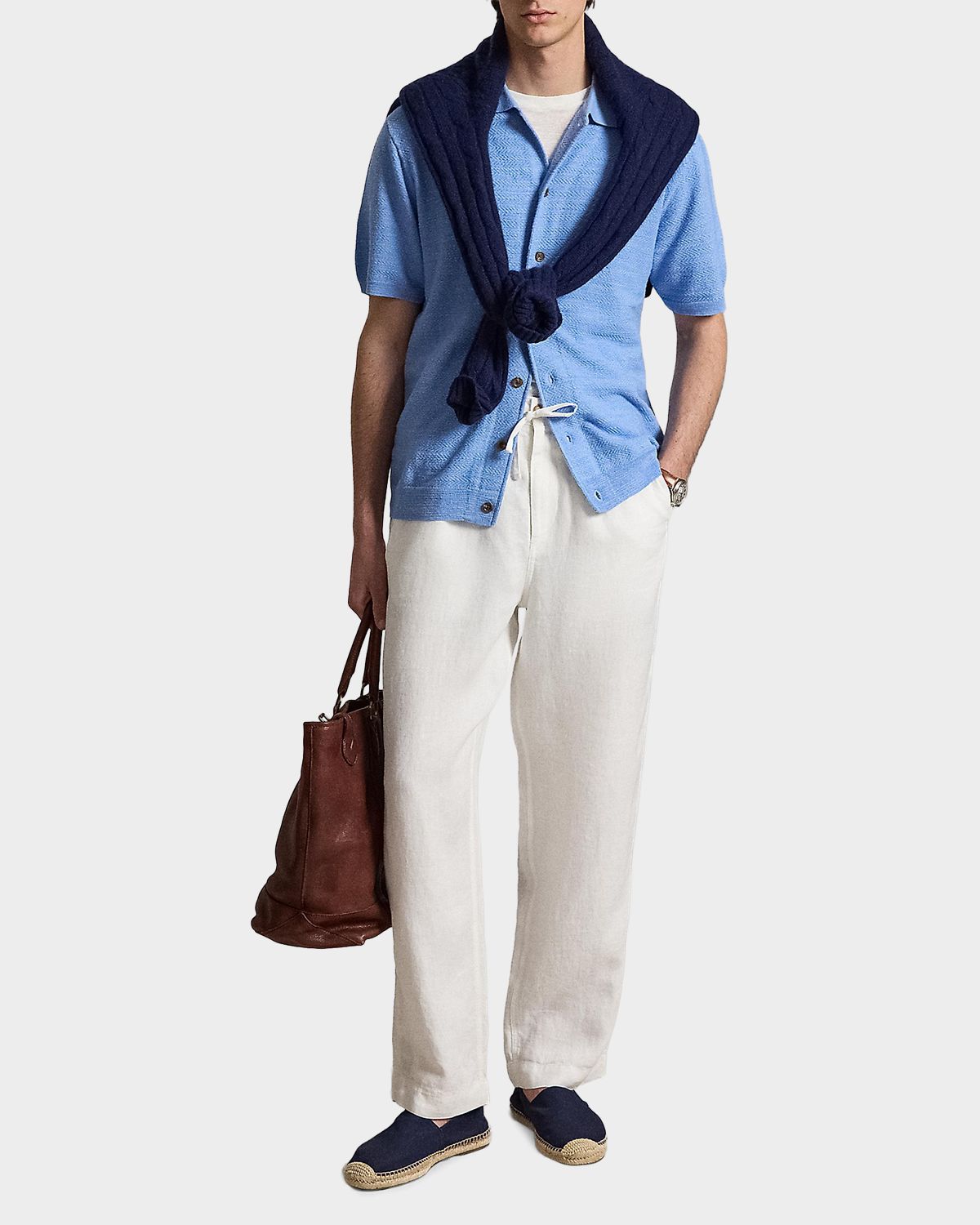 Polo Ralph Lauren Men 's Cotton-Linen Short-Sleeve Cardigan | Thumbnail 2
