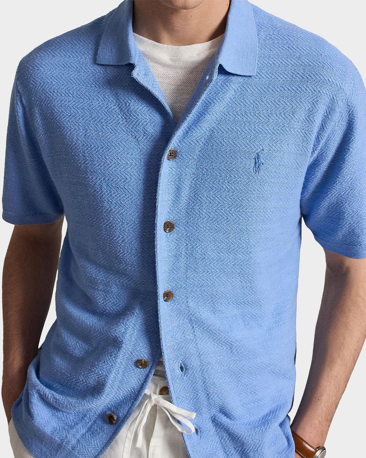 Polo Ralph Lauren Men 's Cotton-Linen Short-Sleeve Cardigan | Thumbnail 5