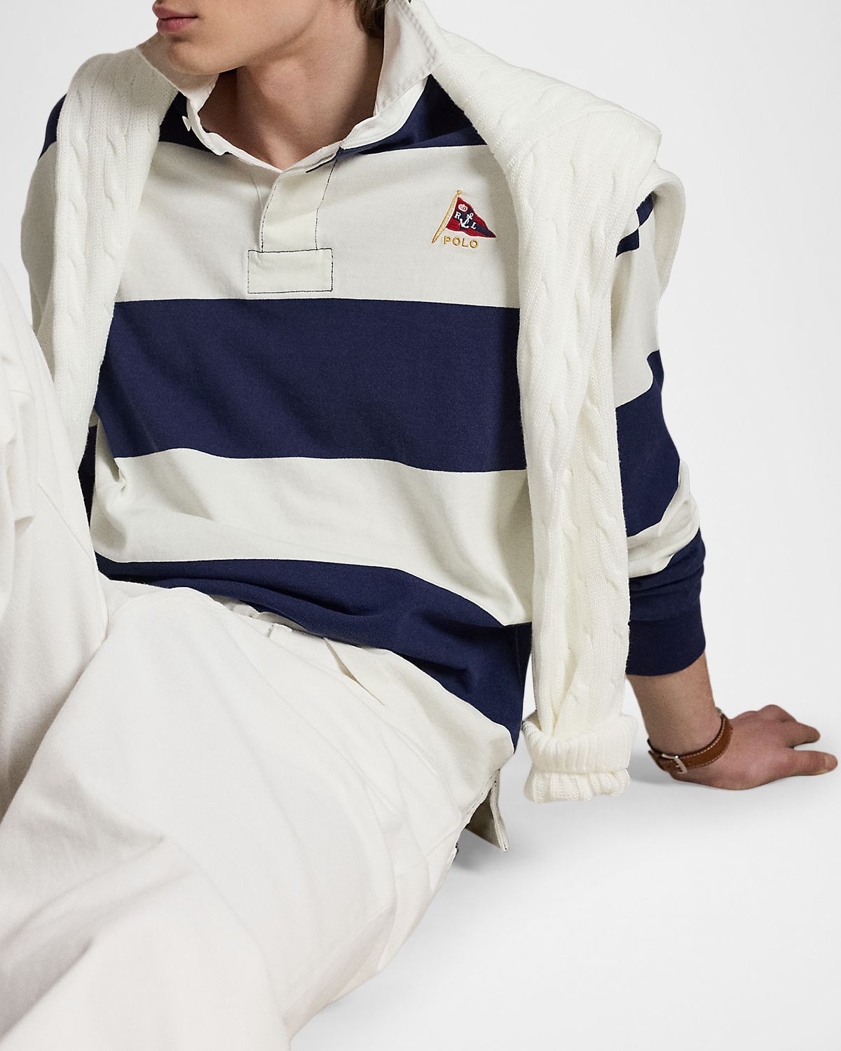 Polo Ralph Lauren Men 's Stripe Jersey Rugby Shirt | Thumbnail 9 Polo Ralph Lauren Men 's Stripe Jersey Rugby Shirt | Thumbnail 9