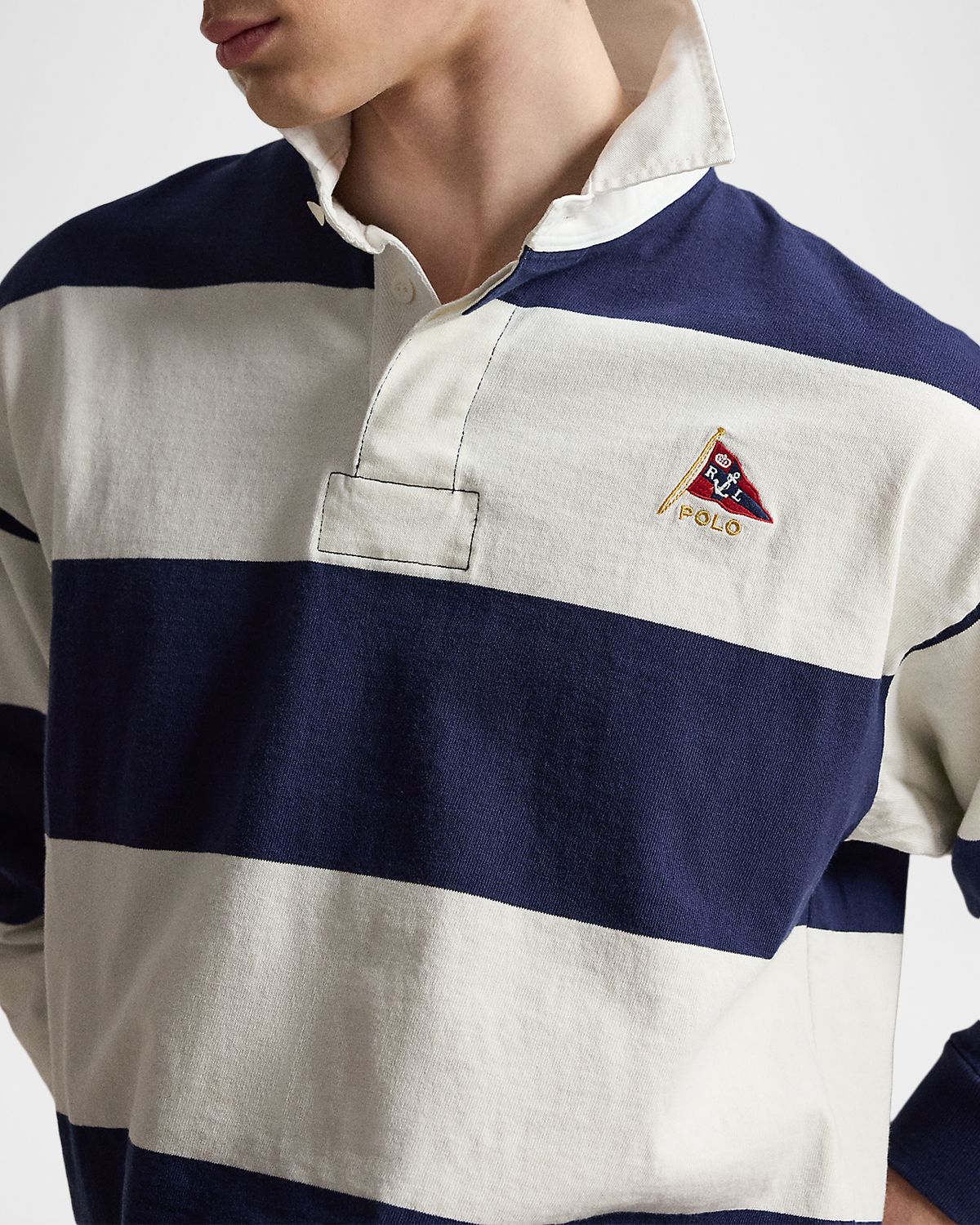 Polo Ralph Lauren Men 's Stripe Jersey Rugby Shirt | Thumbnail 5 Polo Ralph Lauren Men 's Stripe Jersey Rugby Shirt | Thumbnail 5