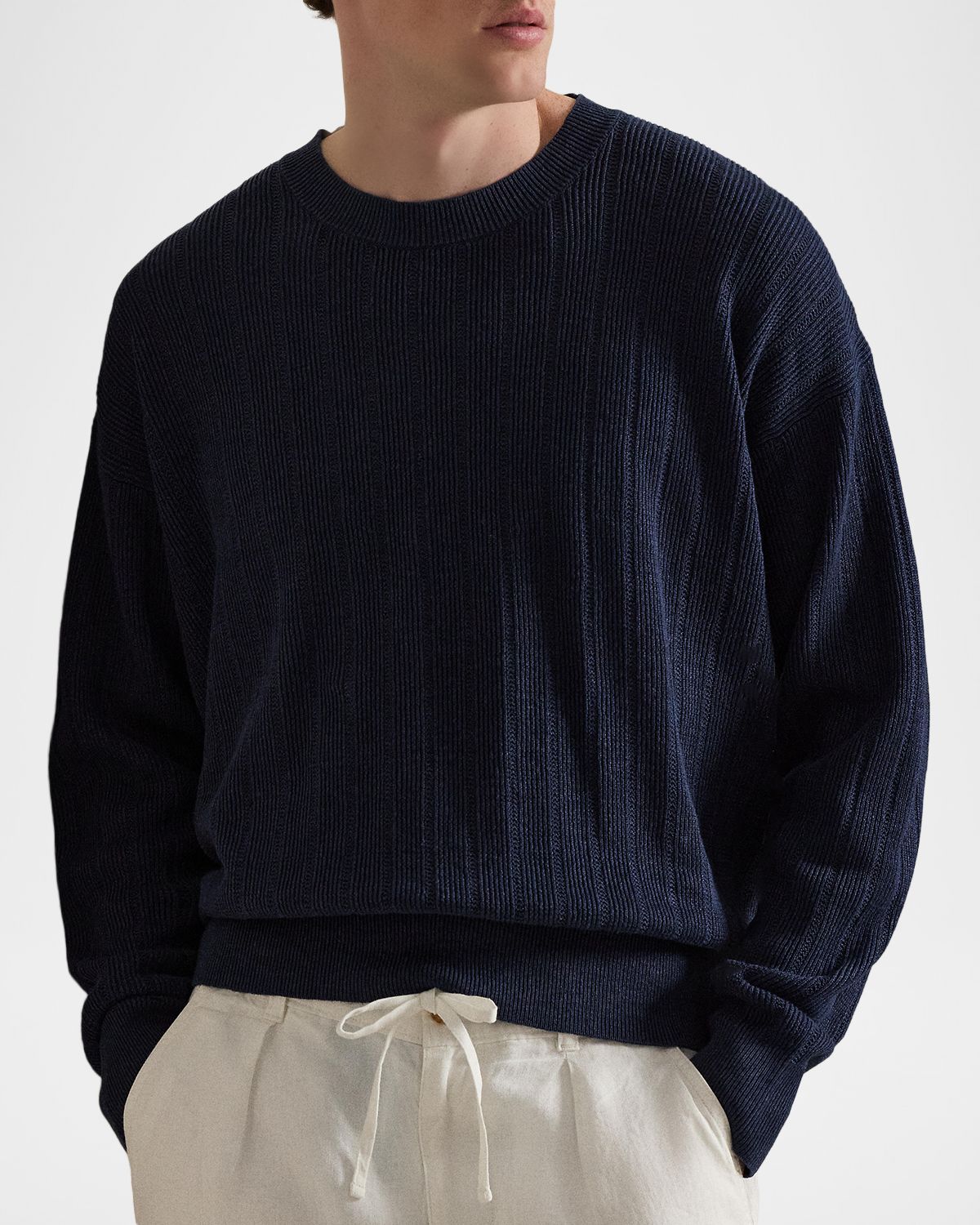 Polo Ralph Lauren Men 's Relaxed Fit Textured Linen Sweater | Thumbnail 4 Polo Ralph Lauren Men 's Relaxed Fit Textured Linen Sweater | Thumbnail 4