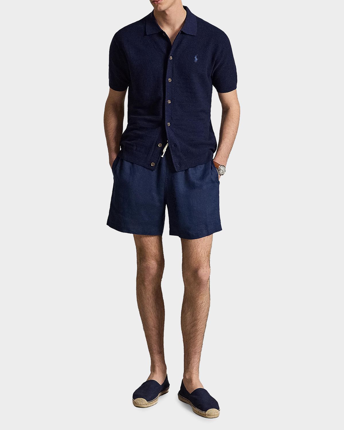 Polo Ralph Lauren Men 's Cotton-Linen Short-Sleeve Cardigan | Thumbnail 2