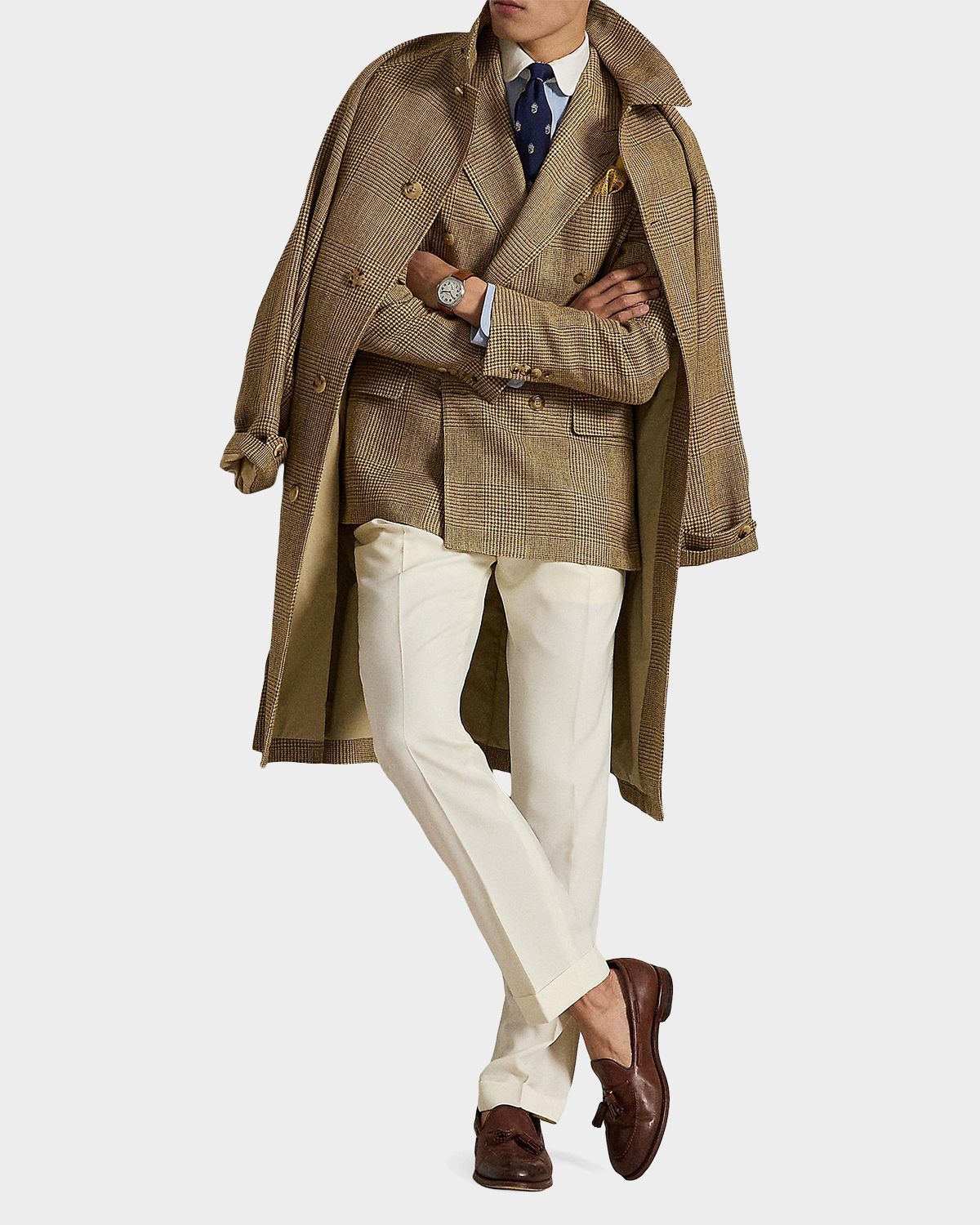Polo Ralph Lauren Men 's Glen Plaid Peak Lapel Double-Breasted Sport Coat