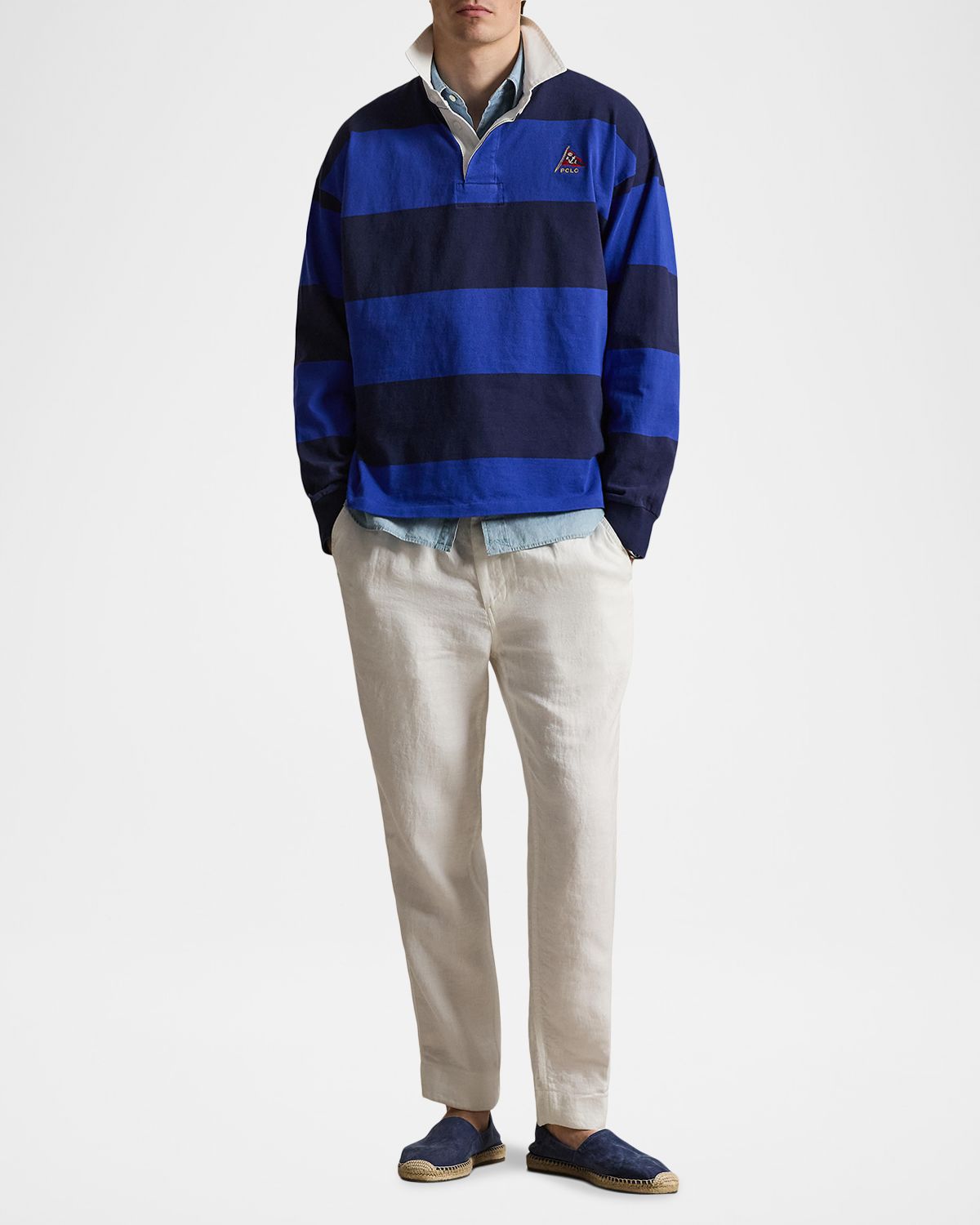 Polo Ralph Lauren Men 's Stripe Jersey Rugby Shirt | Thumbnail 2 Polo Ralph Lauren Men 's Stripe Jersey Rugby Shirt | Thumbnail 2
