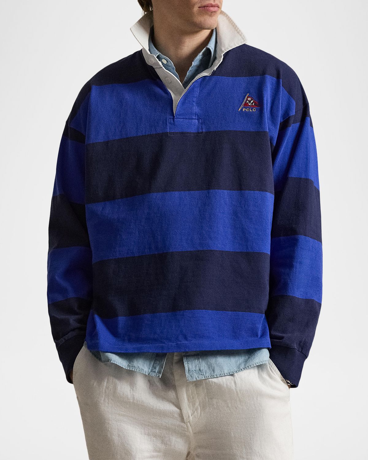 Polo Ralph Lauren Men 's Stripe Jersey Rugby Shirt | Thumbnail 4 Polo Ralph Lauren Men 's Stripe Jersey Rugby Shirt | Thumbnail 4