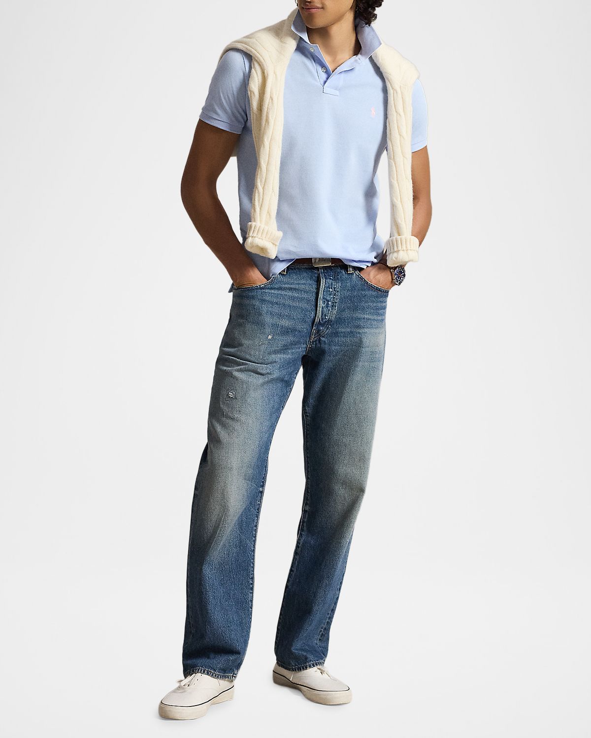 Polo Ralph Lauren Men 's Cotton Mesh Embroidered-Pony Polo Shirt