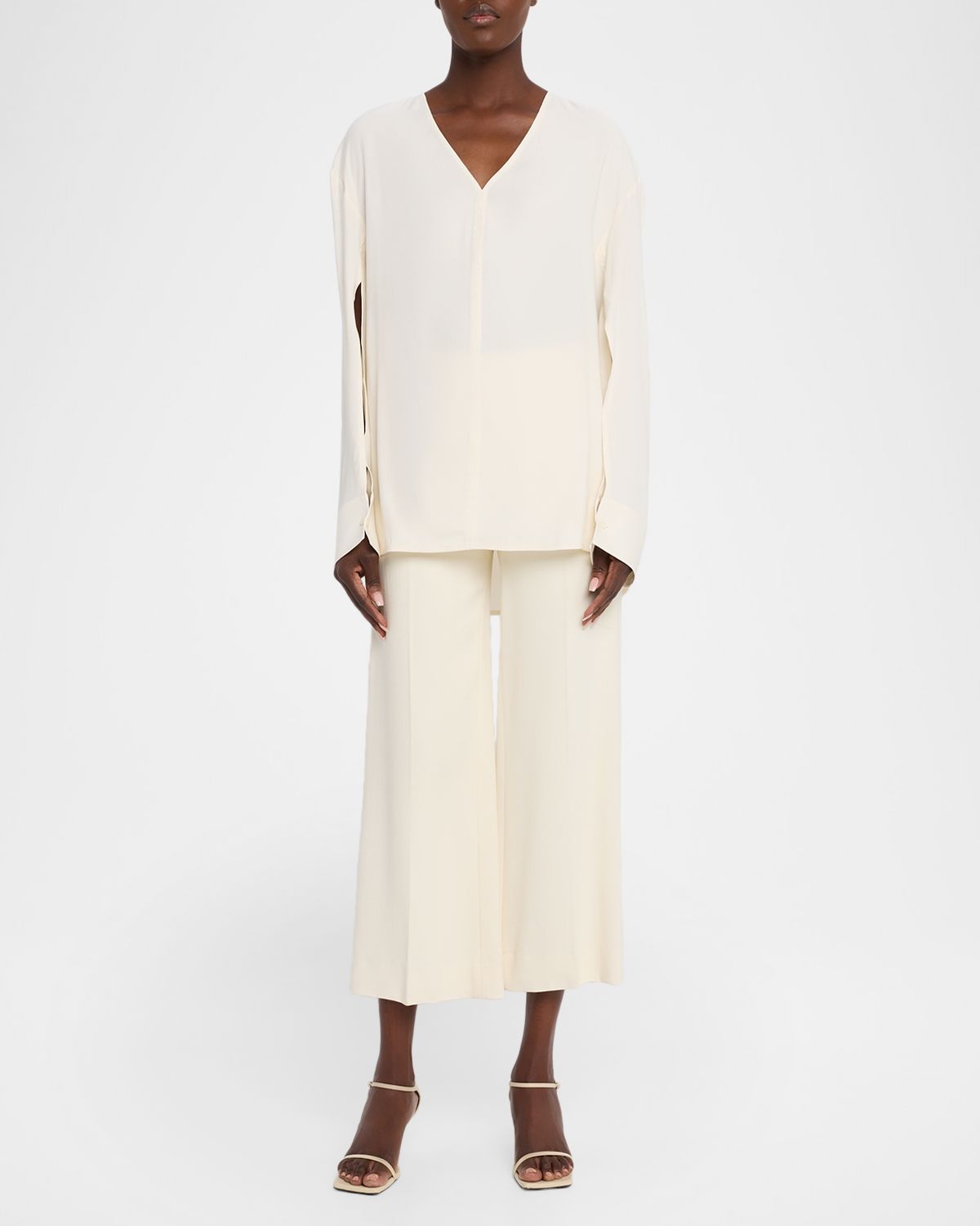 Toteme V-Neck Slit-Sleeve Blouse