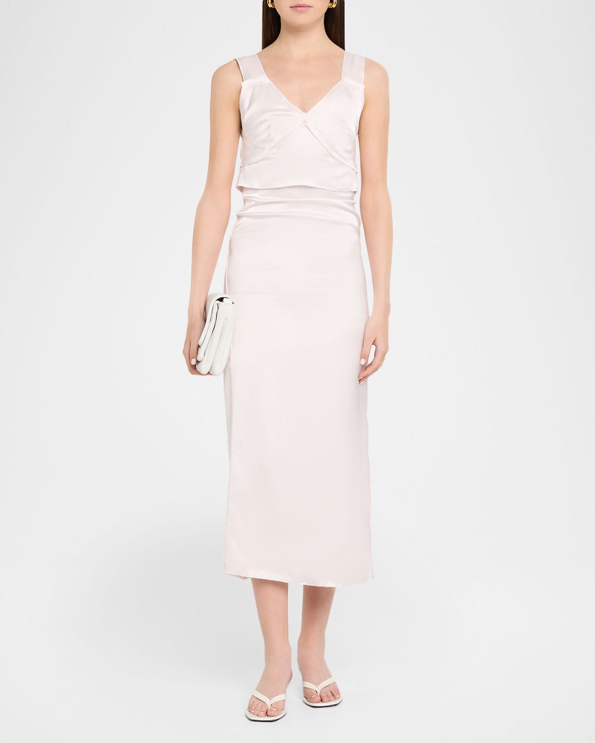 Toteme V-Neck Empire-Waist Midi Slip Dress