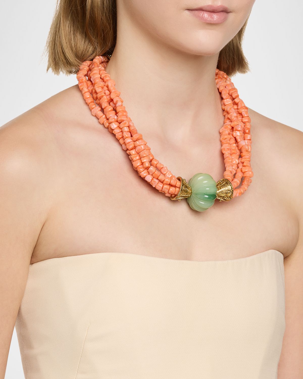 Golconda by Kenneth Jay Lane Beaded 5 Row Resin Necklace