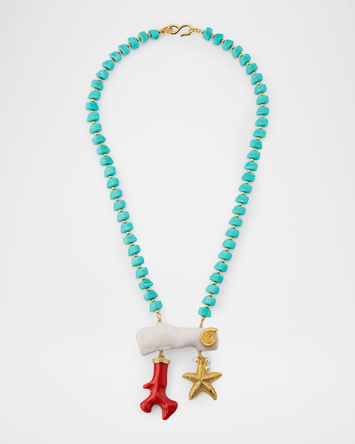 Golconda by Kenneth Jay Lane Turquoise Necklace with Sea Charms
