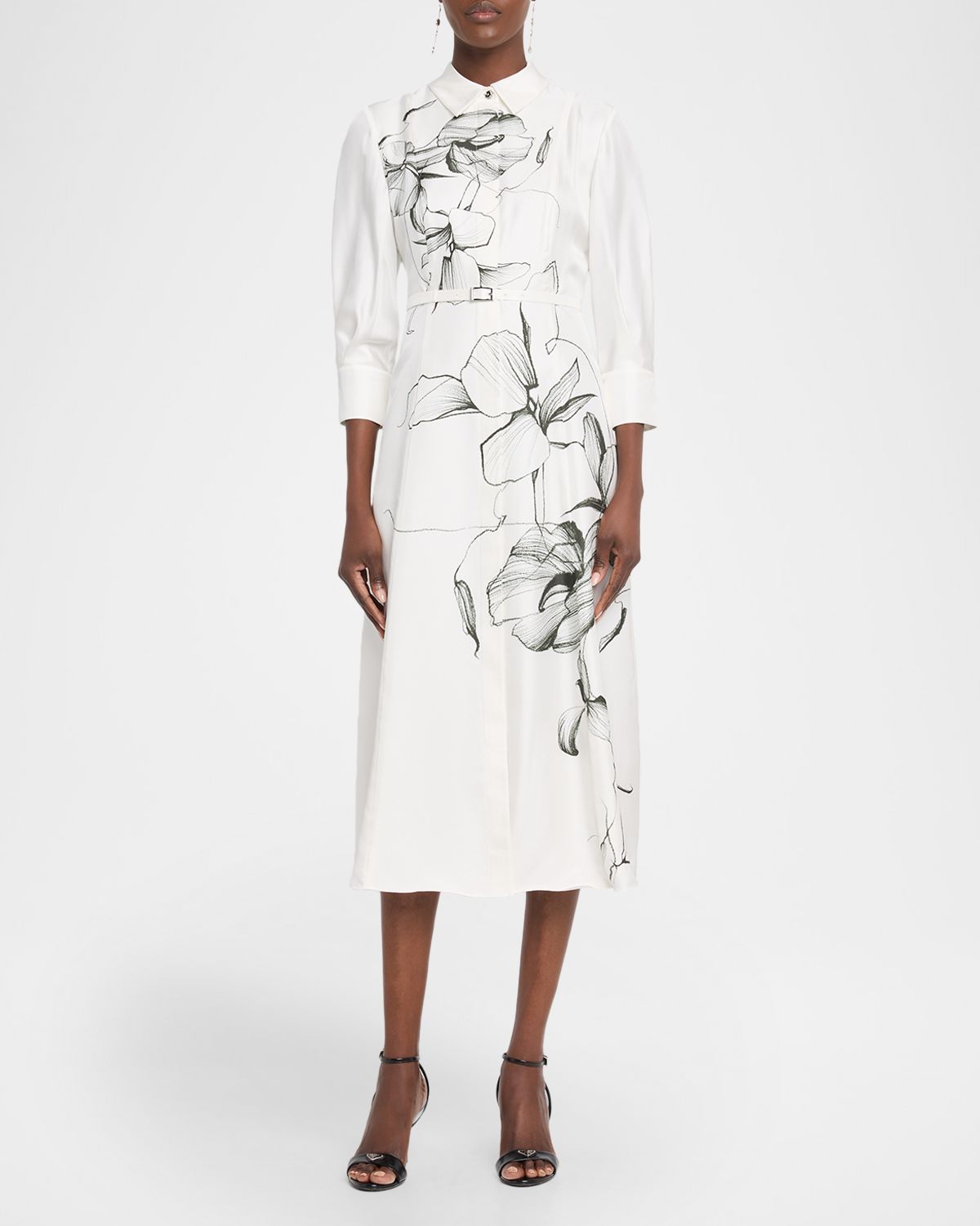 Jason Wu Collection Shadow Floral Silk Belted Midi Shirtdress | Thumbnail 2 Jason Wu Collection Shadow Floral Silk Belted Midi Shirtdress | Thumbnail 2