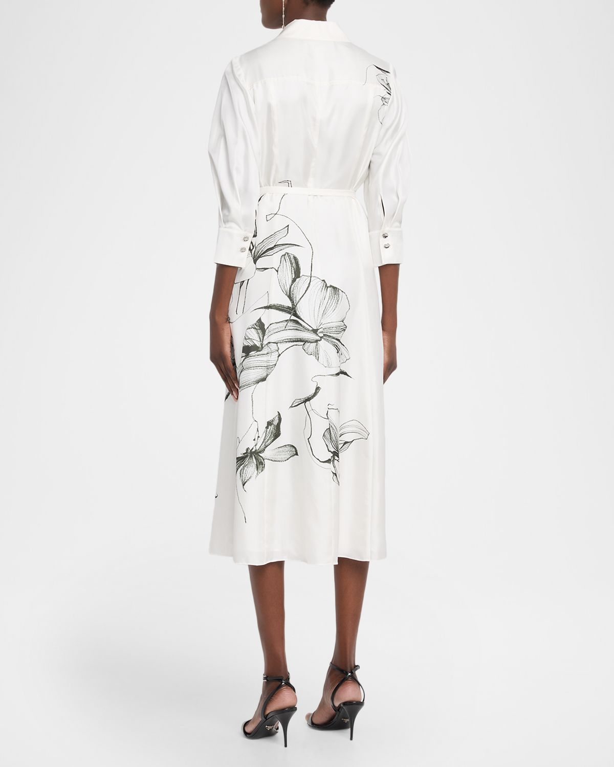 Jason Wu Collection Shadow Floral Silk Belted Midi Shirtdress | Thumbnail 3 Jason Wu Collection Shadow Floral Silk Belted Midi Shirtdress | Thumbnail 3