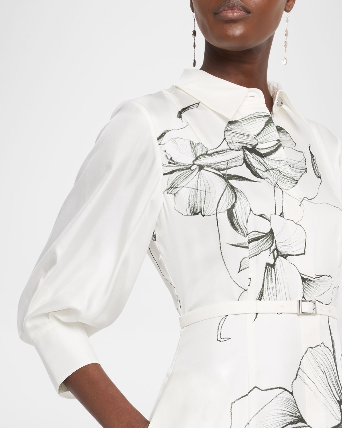 Jason Wu Collection Shadow Floral Silk Belted Midi Shirtdress | Thumbnail 5 Jason Wu Collection Shadow Floral Silk Belted Midi Shirtdress | Thumbnail 5