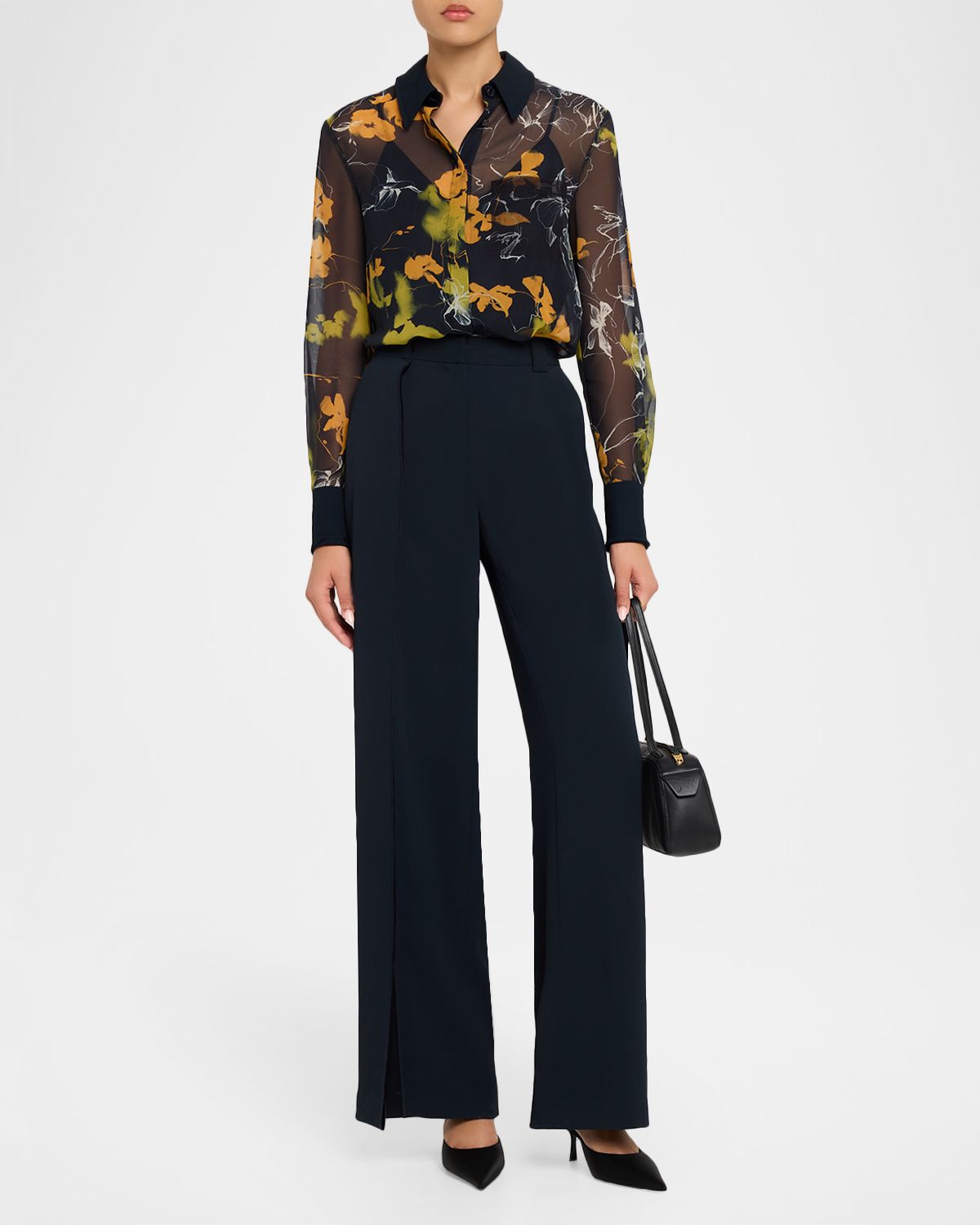 Jason Wu Collection Shadow Floral Crepe De Chine Button-Down Shirt