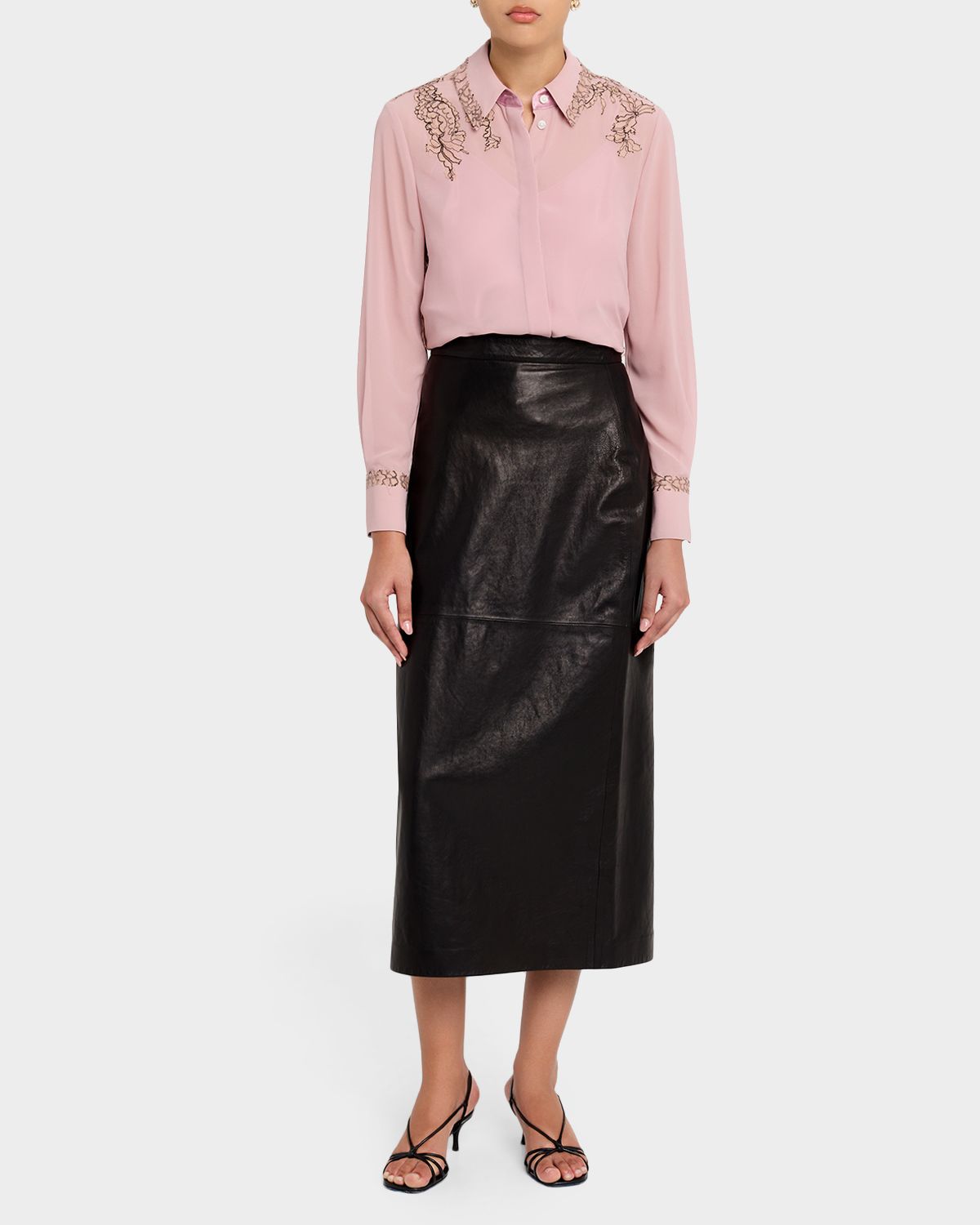Jason Wu Collection Lace-Inset Crepe Chiffon Button-Down Shirt | Thumbnail 2 Jason Wu Collection Lace-Inset Crepe Chiffon Button-Down Shirt | Thumbnail 2