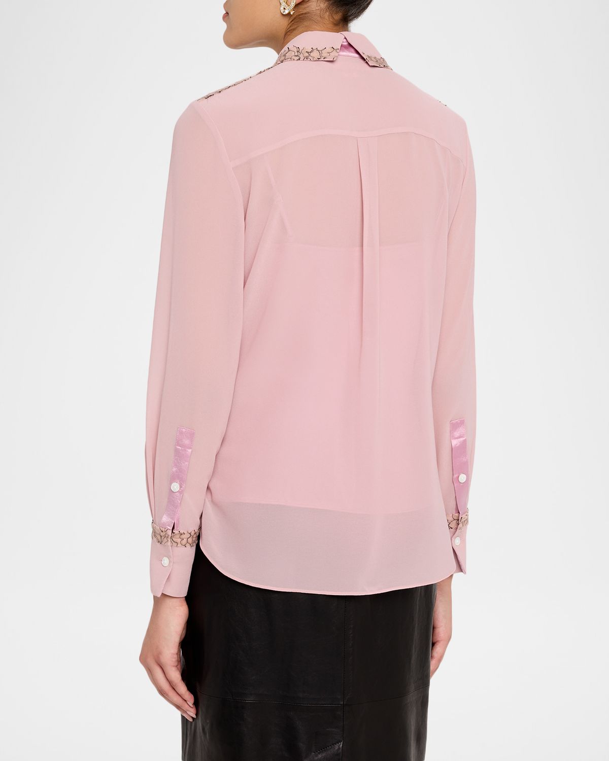 Jason Wu Collection Lace-Inset Crepe Chiffon Button-Down Shirt | Thumbnail 3 Jason Wu Collection Lace-Inset Crepe Chiffon Button-Down Shirt | Thumbnail 3