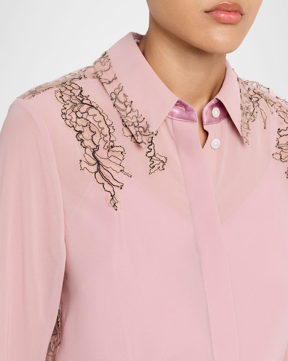 Jason Wu Collection Lace-Inset Crepe Chiffon Button-Down Shirt | Thumbnail 5 Jason Wu Collection Lace-Inset Crepe Chiffon Button-Down Shirt | Thumbnail 5