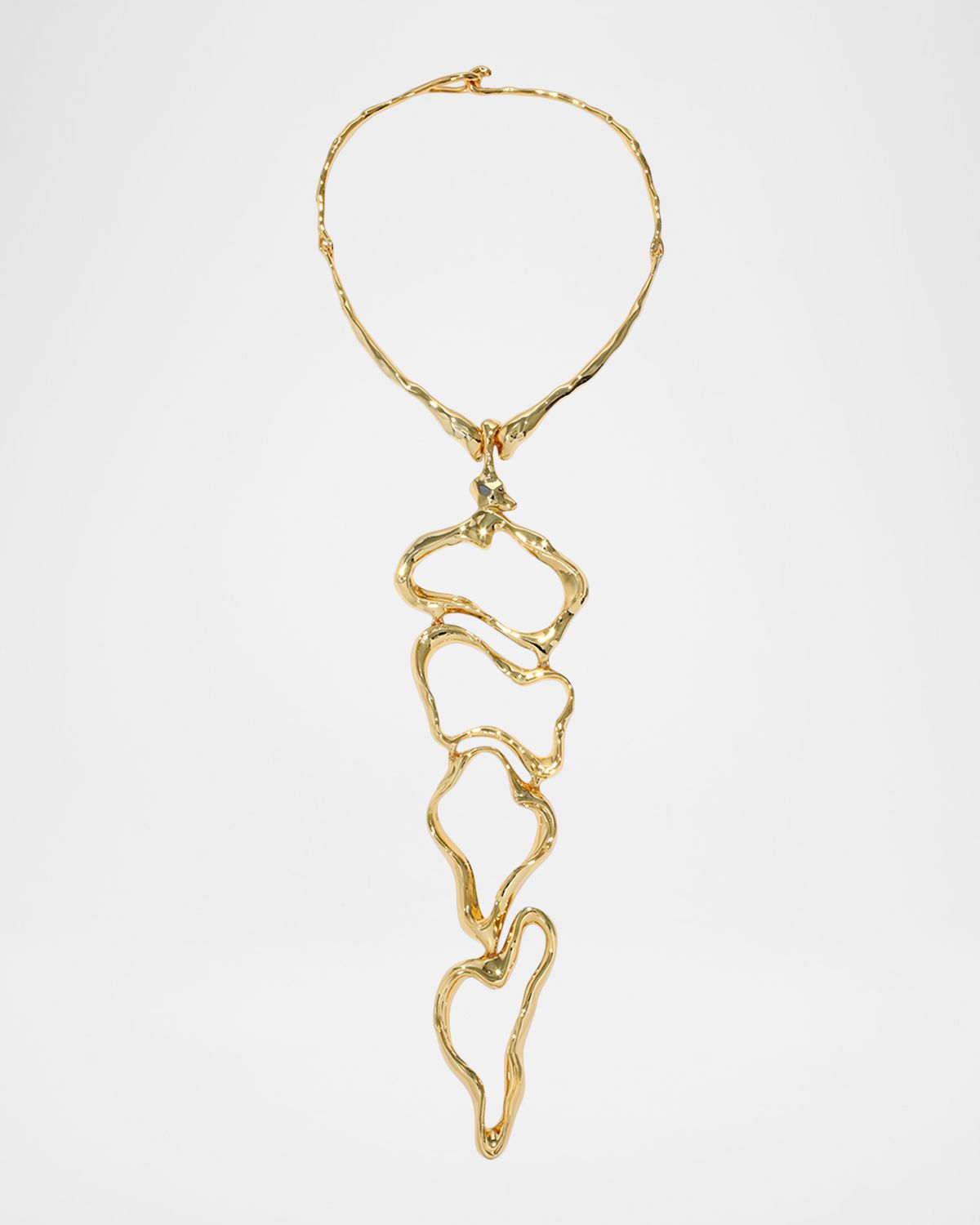 Alexis Bittar Brut Gold Cascade Collar Necklace