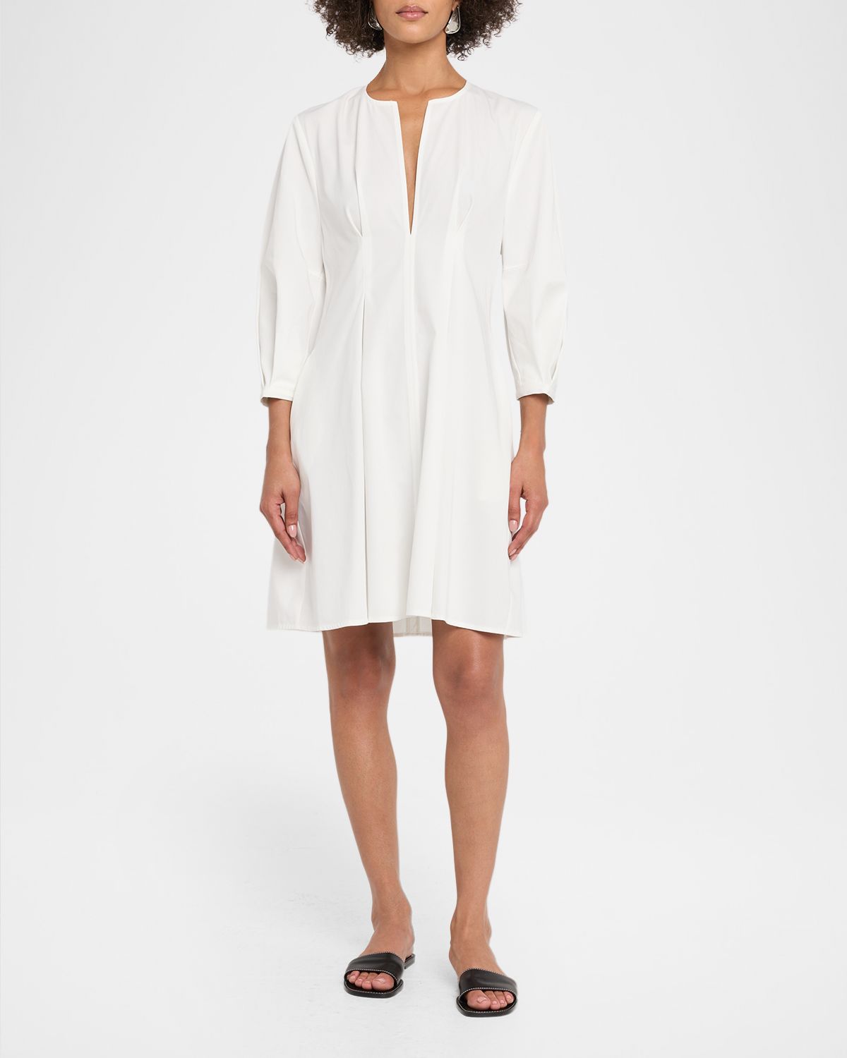 Toteme Balloon-Sleeve Pleated Cotton Dress | Thumbnail 5