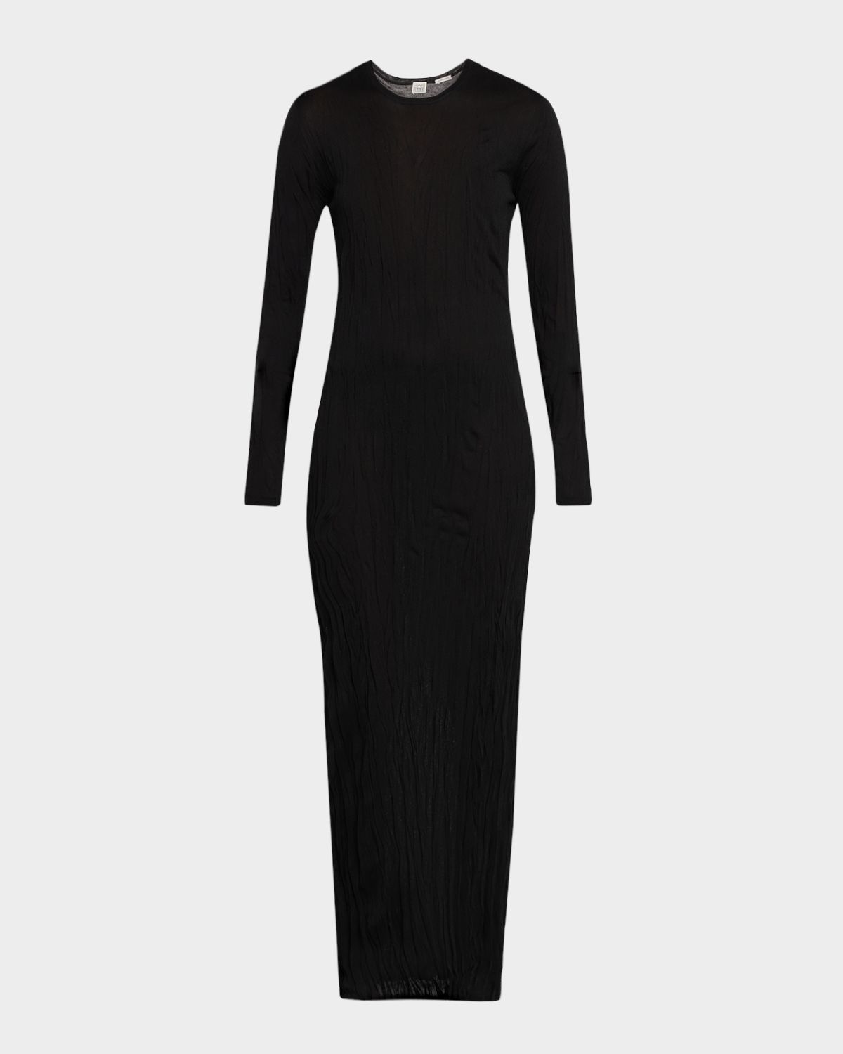 Toteme Long-Sleeve Crinkle Knit Maxi Column Dress