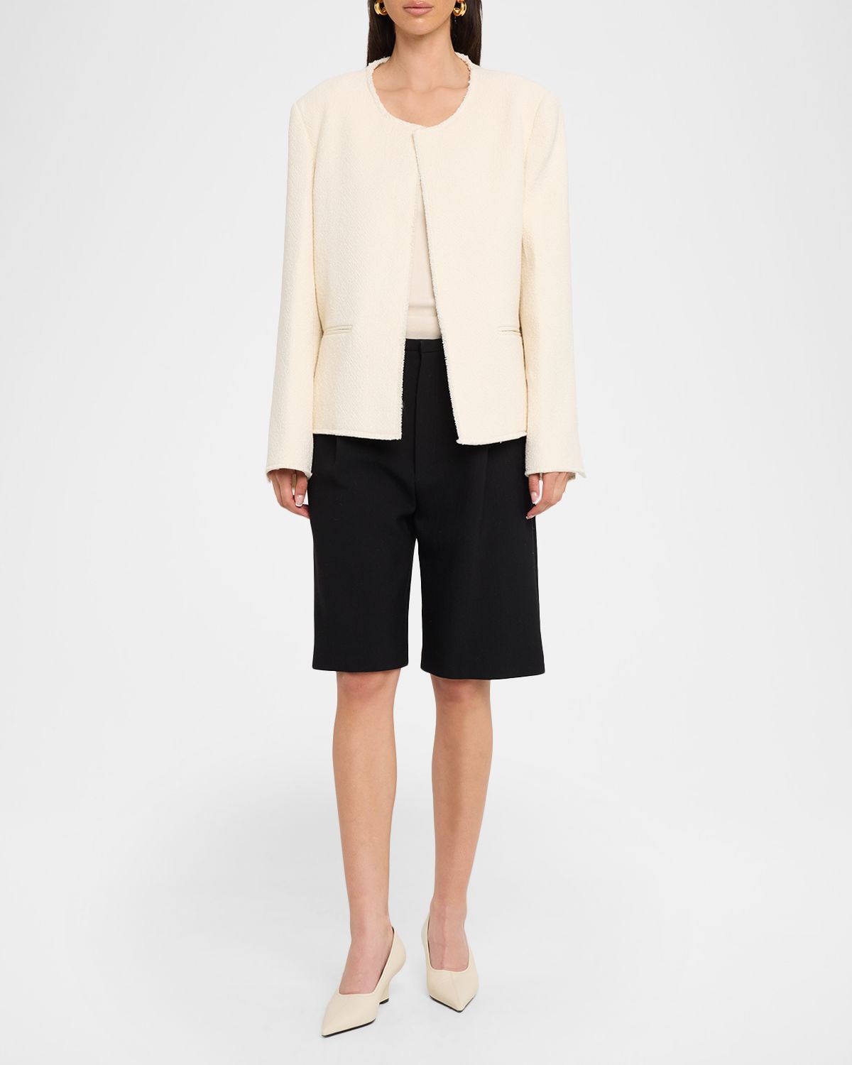 Toteme Open-Front Bouclé Blazer Jacket