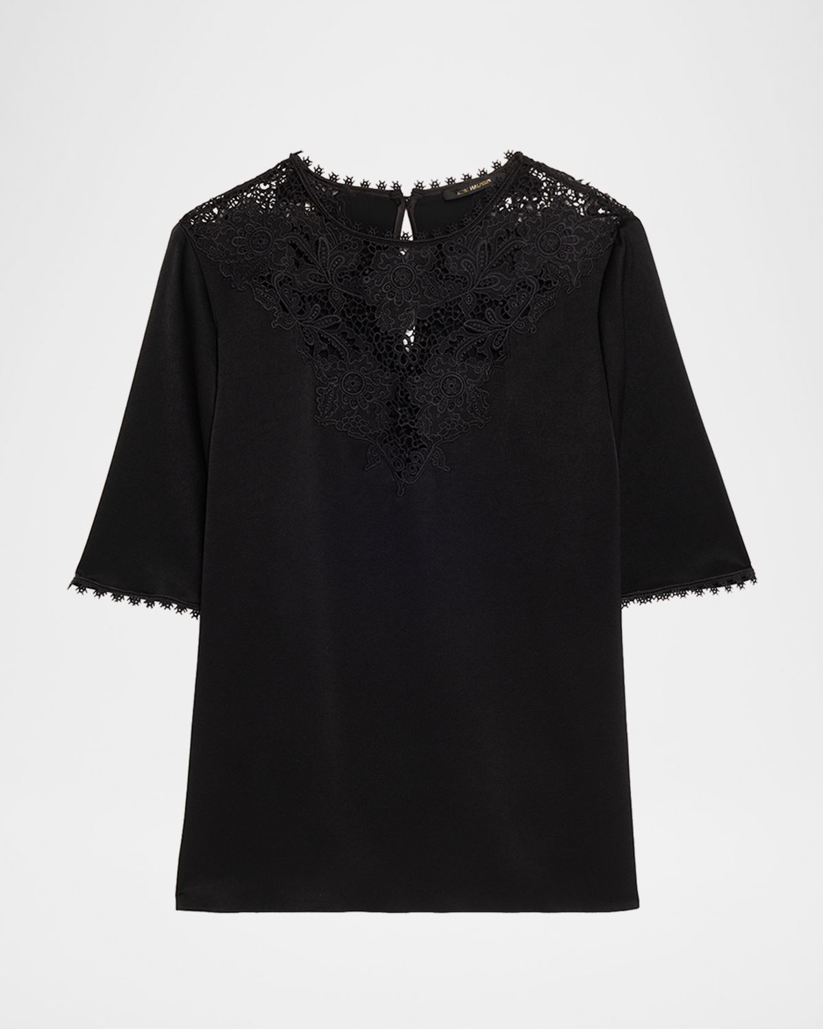 Kobi Halperin Frankie Lace-Inset Satin Back Crepe Blouse
