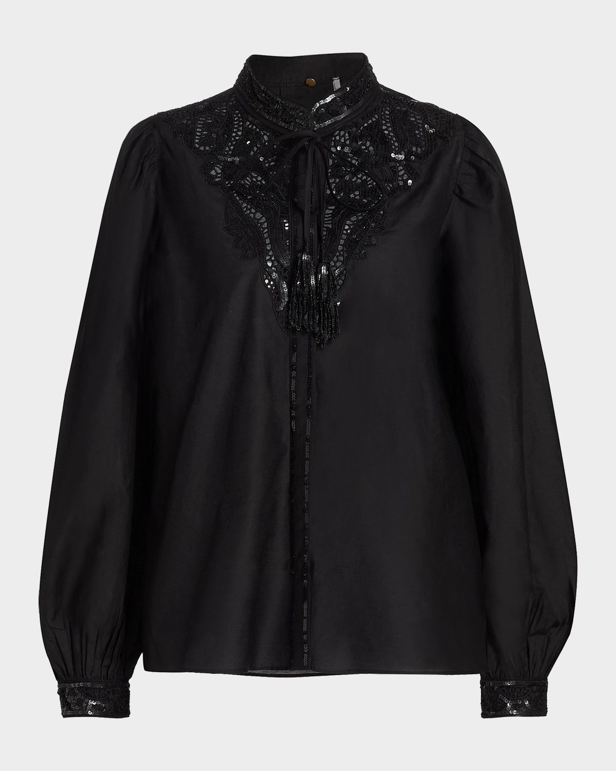 Kobi Halperin Harper Sequin Lace-Yoke Blouse