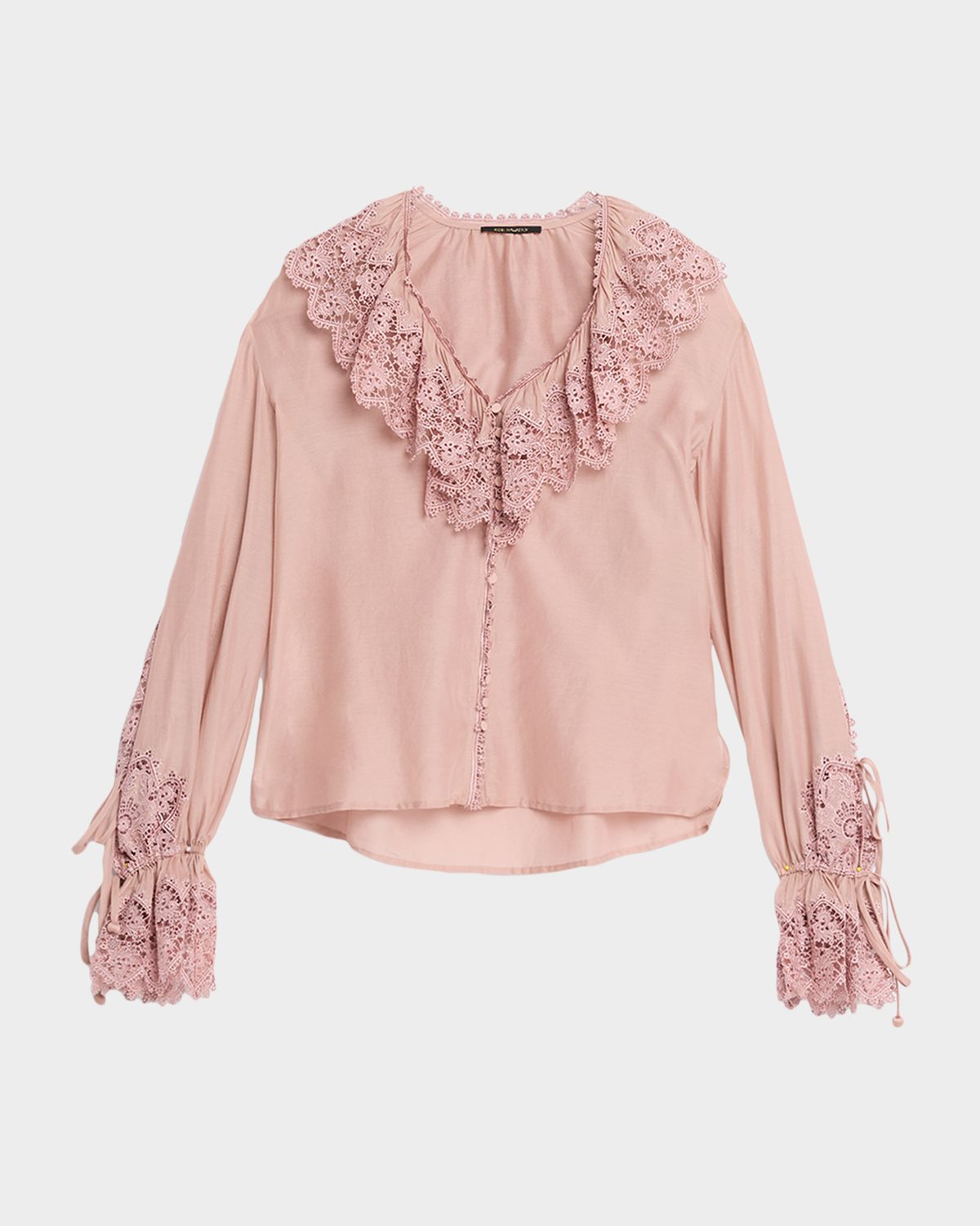 Kobi Halperin Arielle Lace-Trim Ruffle Blouse