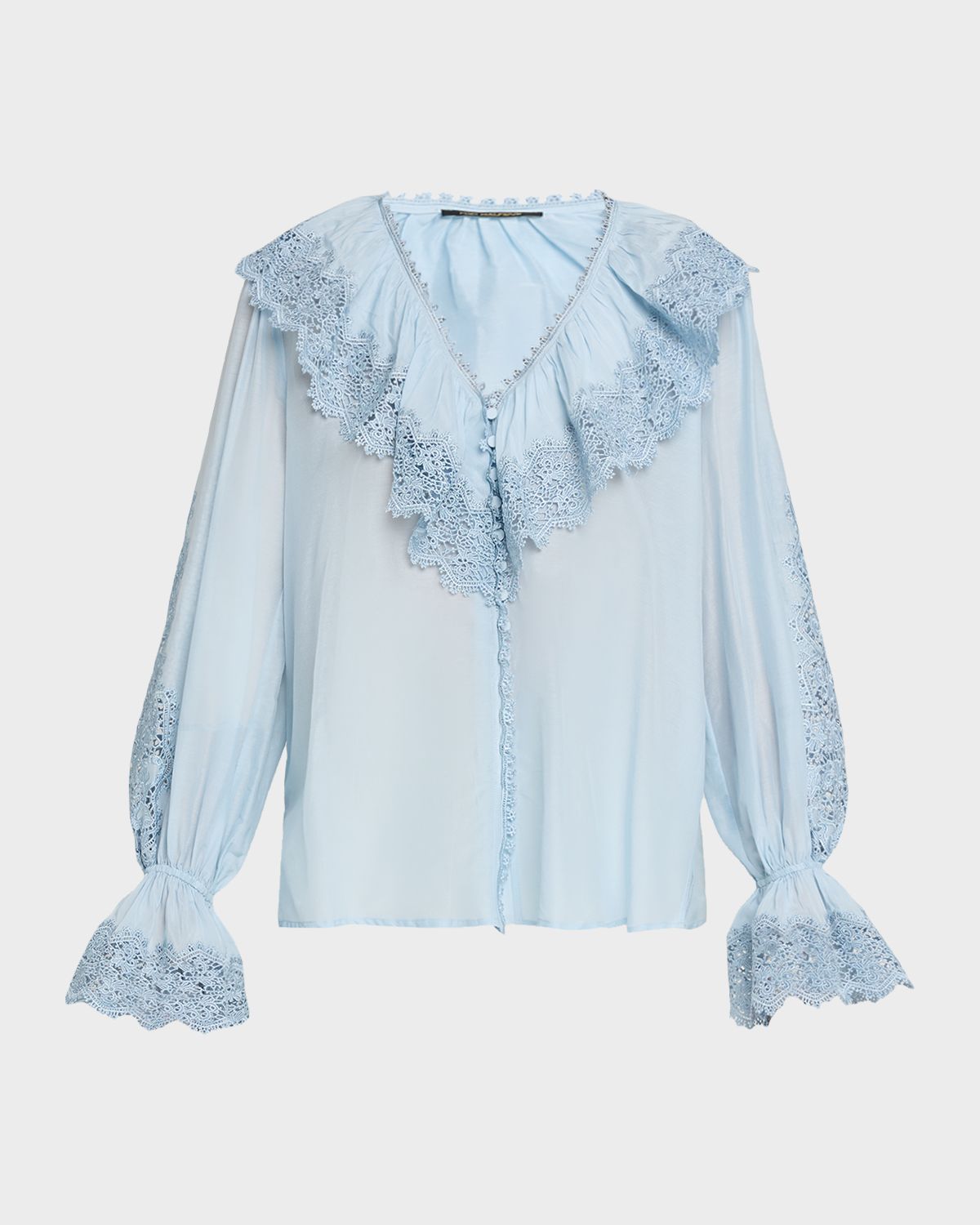 Kobi Halperin Arielle Lace-Trim Ruffle Blouse
