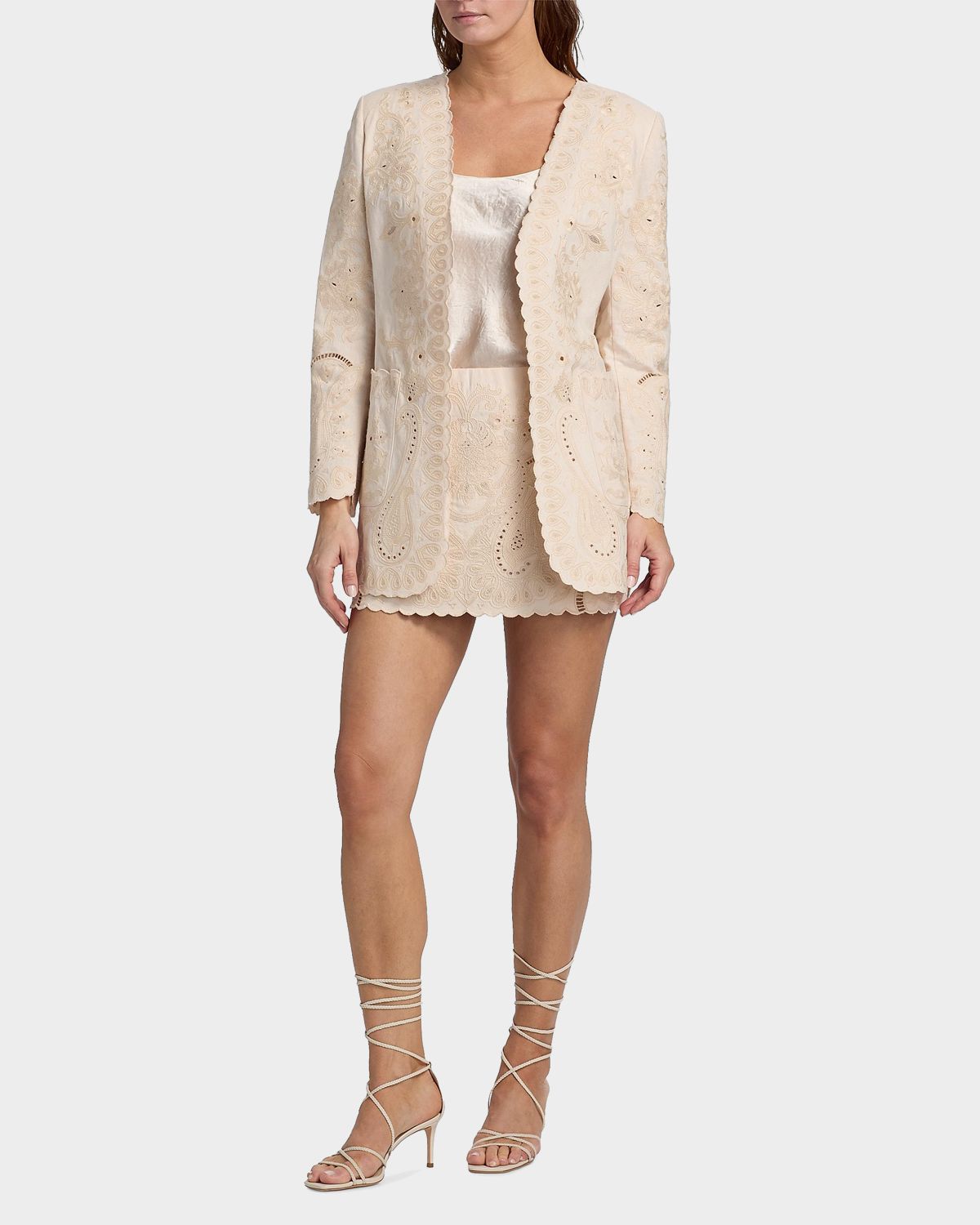 Kobi Halperin Lace Embroidered Cotton-Linen Jacket