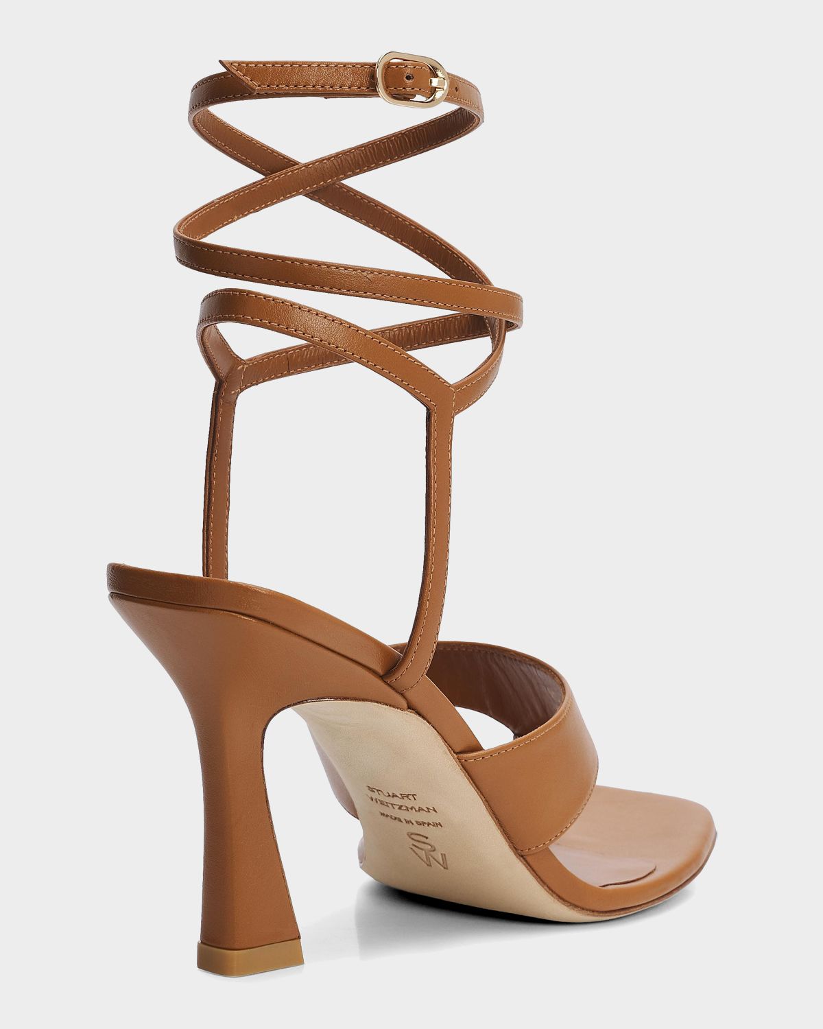 Stuart Weitzman 85mm Vinnie Leather Wrap Thong Sandals