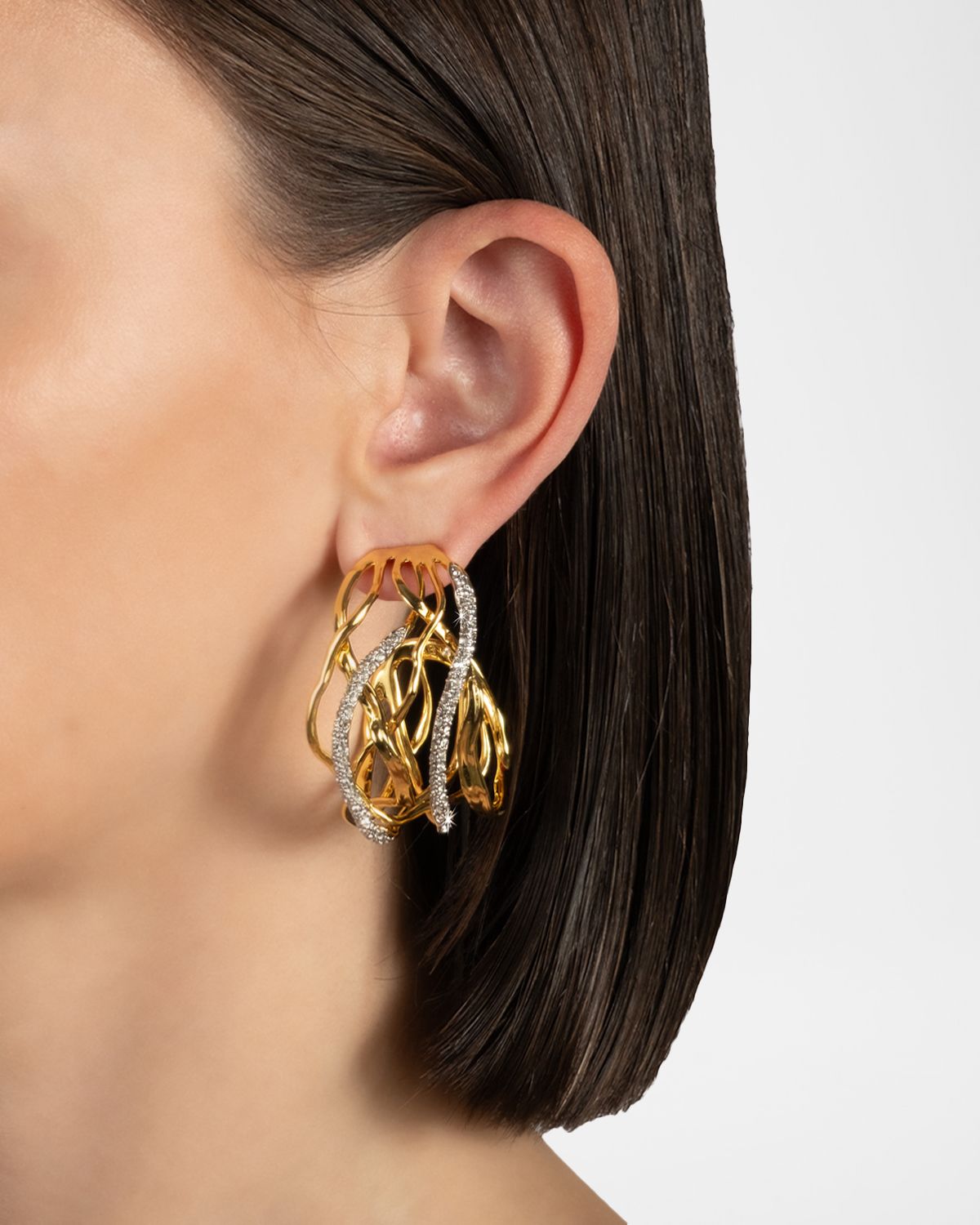 Alexis Bittar Solanales Crystal Woven Hoop Earrings