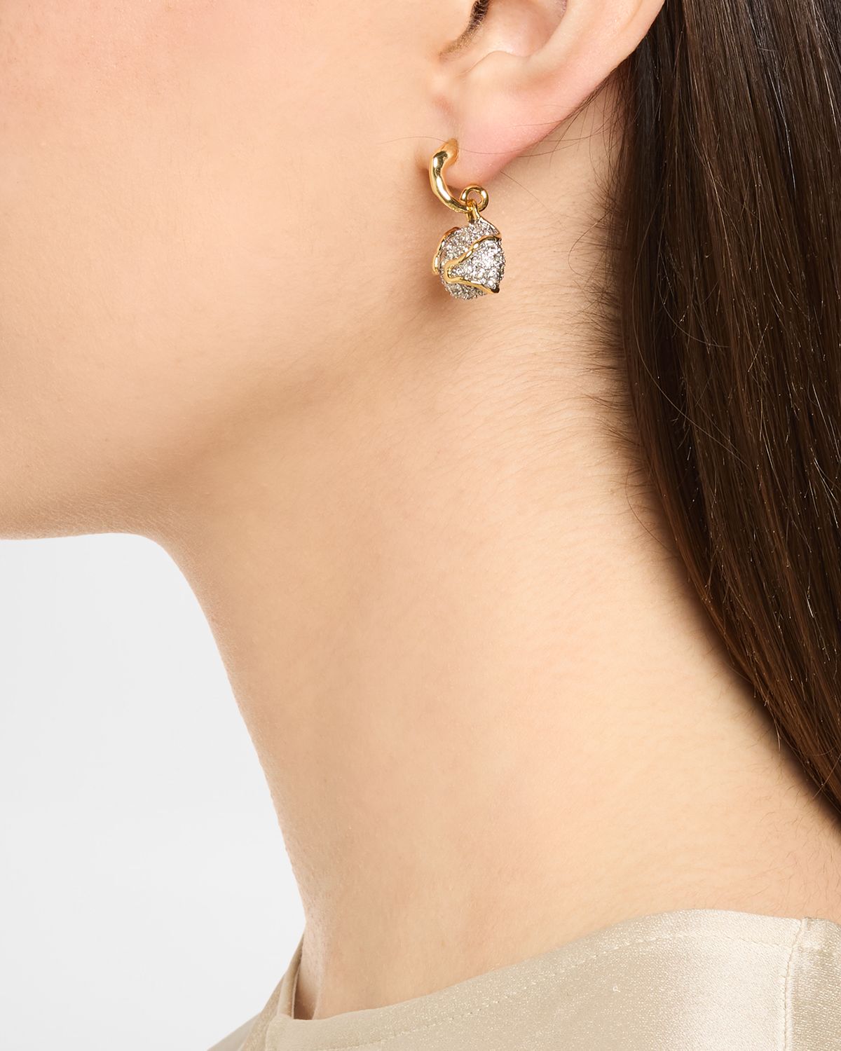 Alexis Bittar Solanales Crystal Petite Pebble Hoop Earrings