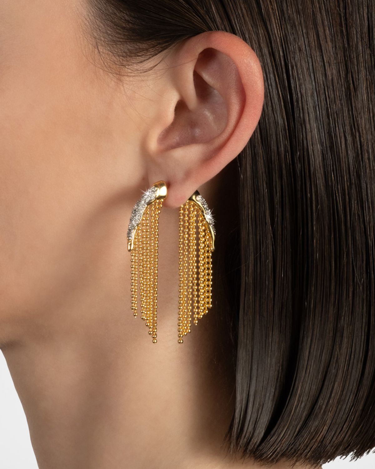 Alexis Bittar Solanales Crystal Fringe Front Back Earrings