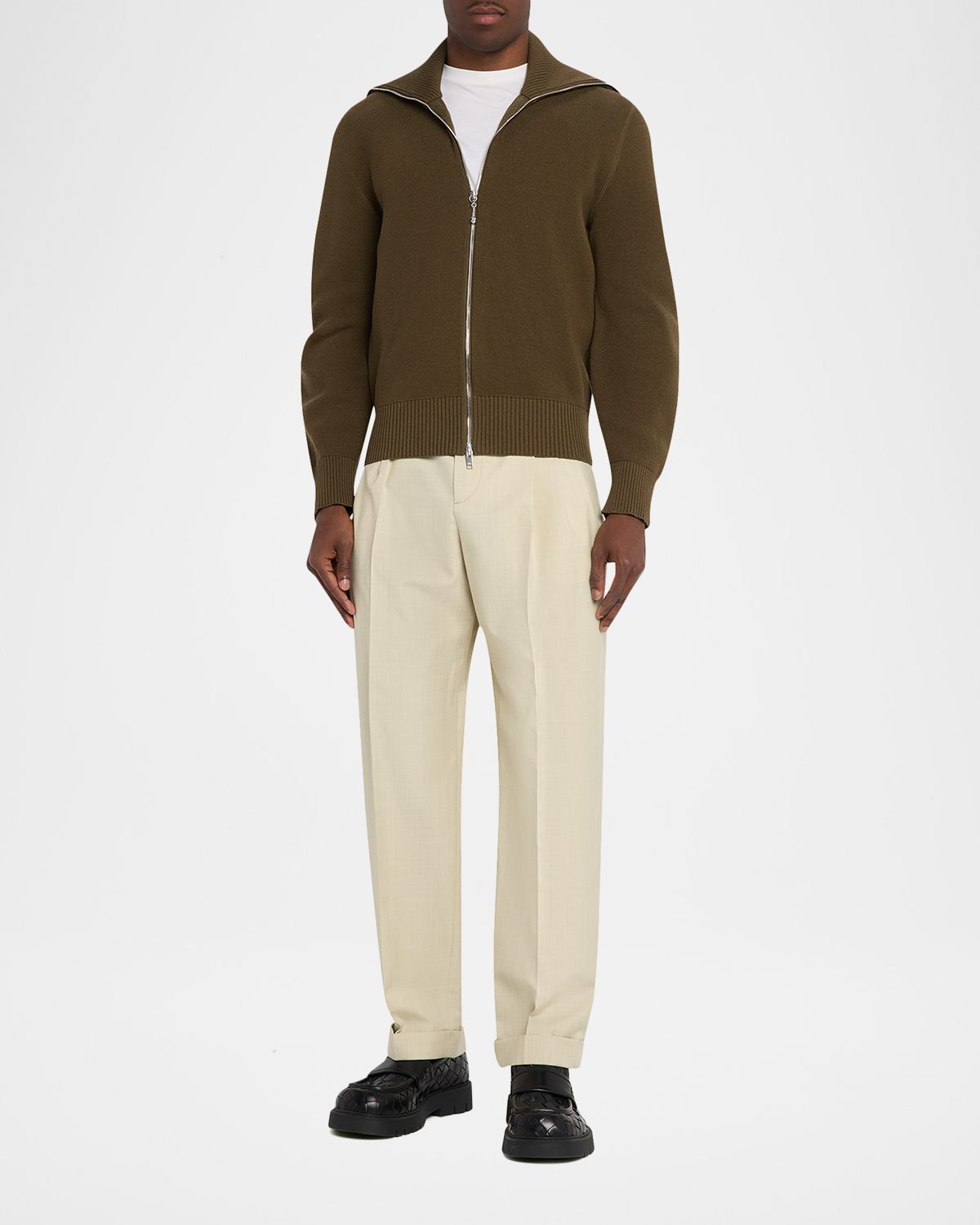 Bottega Veneta Men's Wool and Cotton Tapered-Leg Trousers