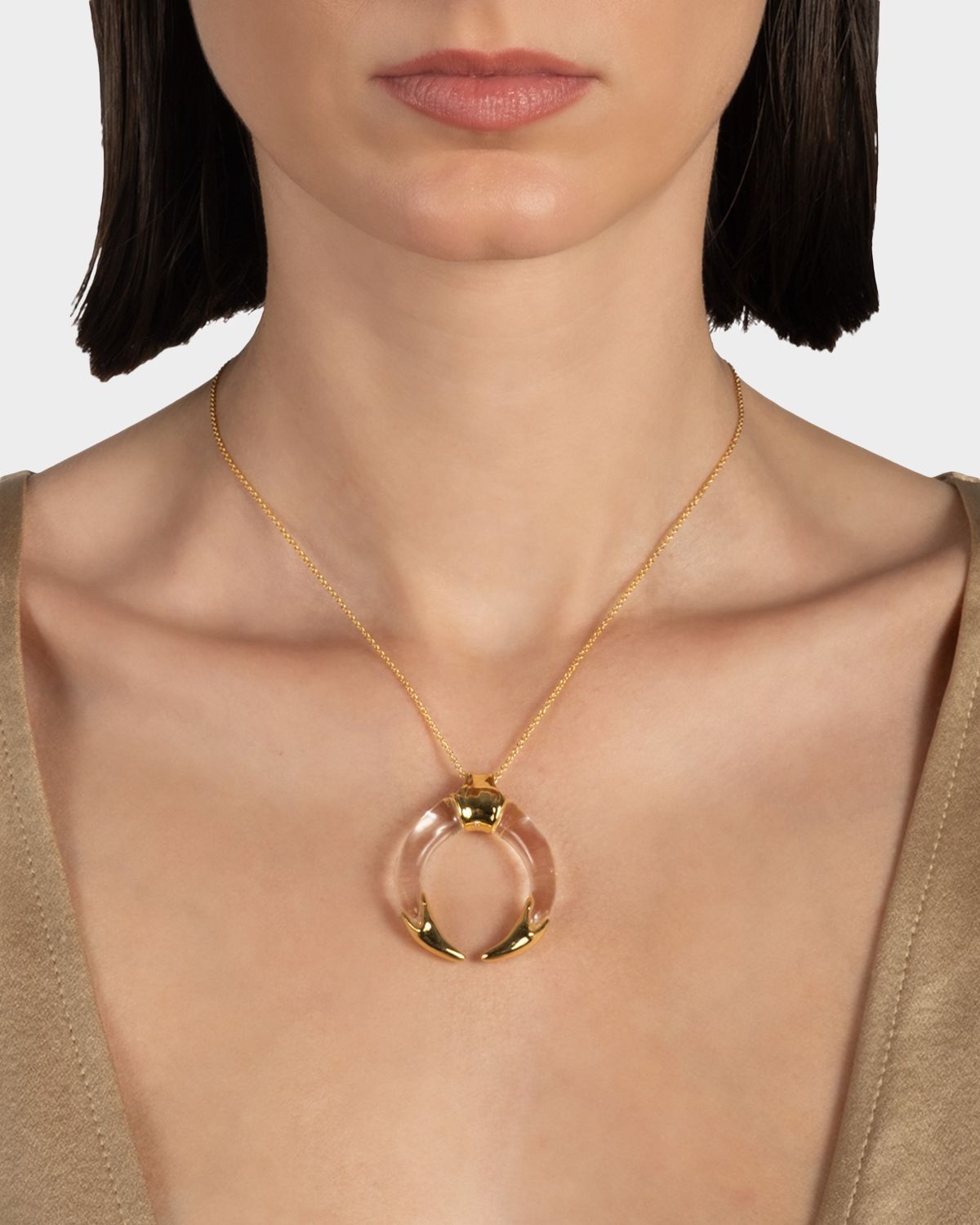 Alexis Bittar Gilded Tusk Lucite Necklace